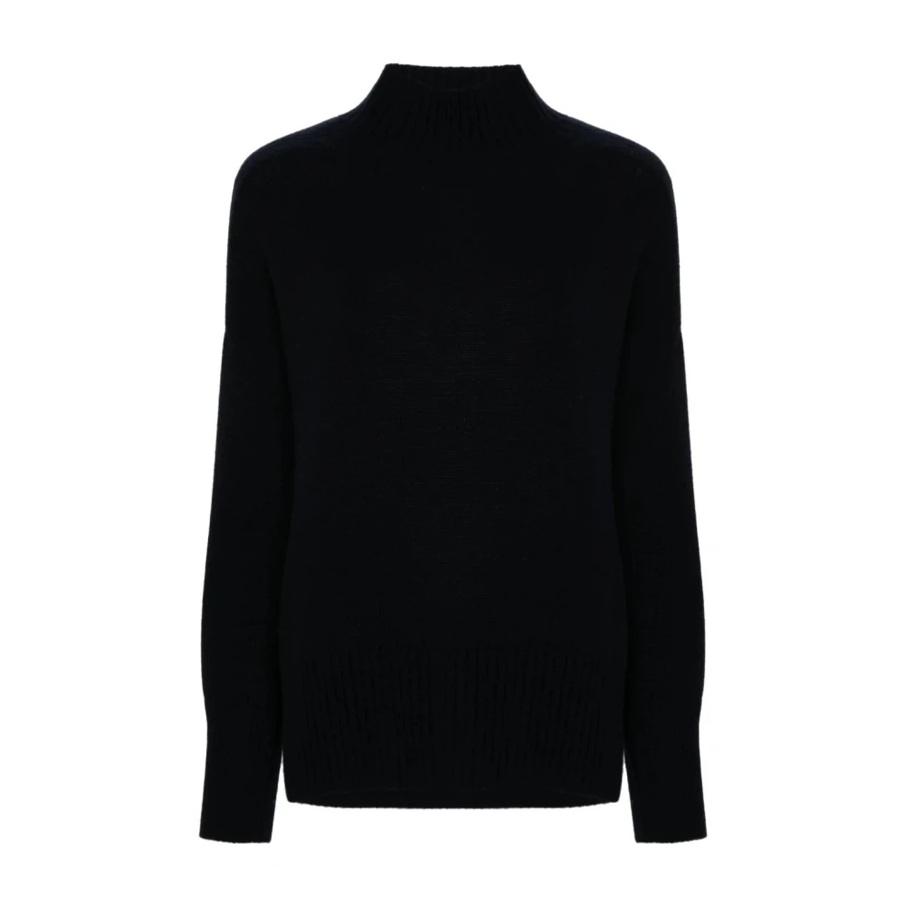 allude Mockneck Sweater 5GG Flat Knit Black Dames