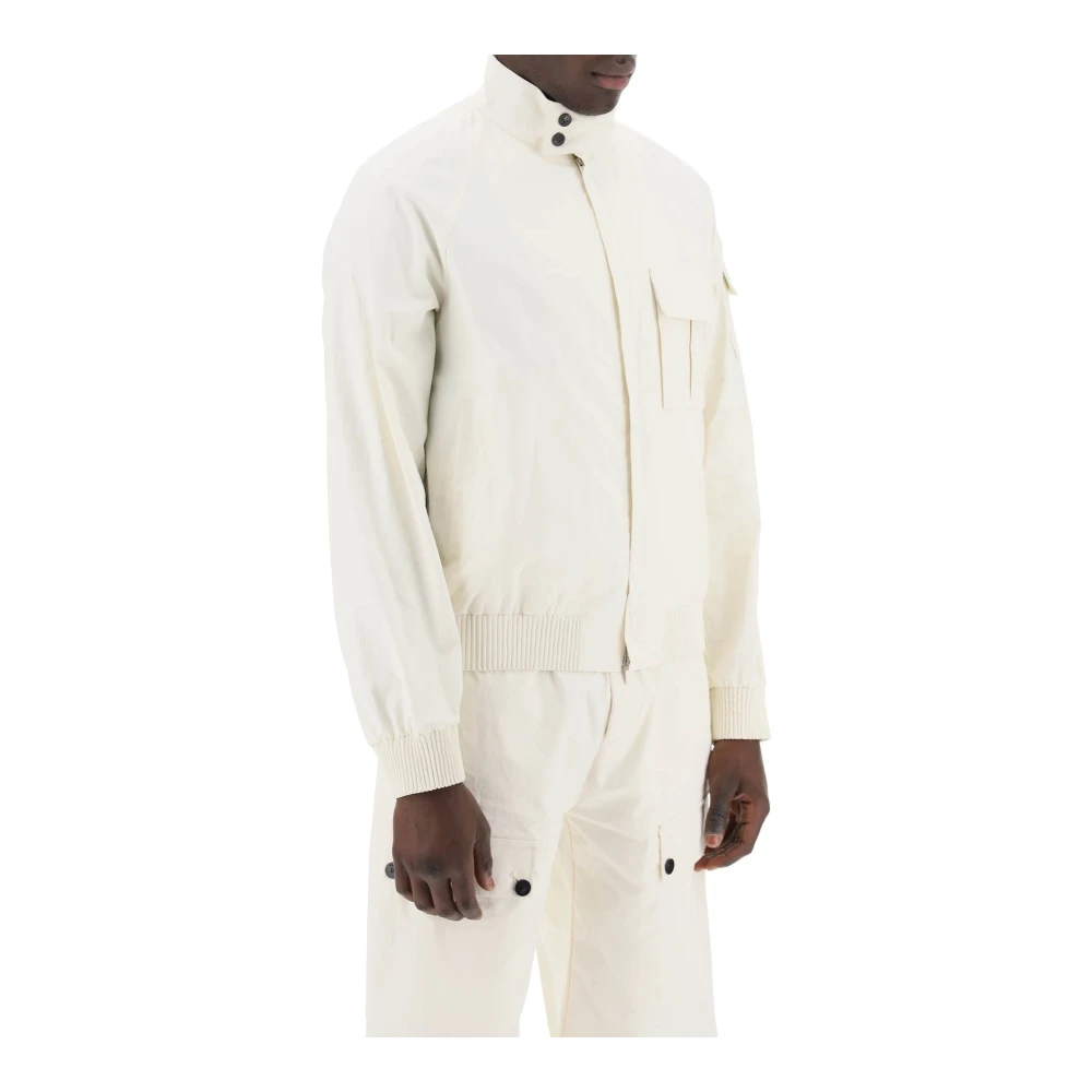 Salvatore Ferragamo Linnen Coated Bomberjack White Heren