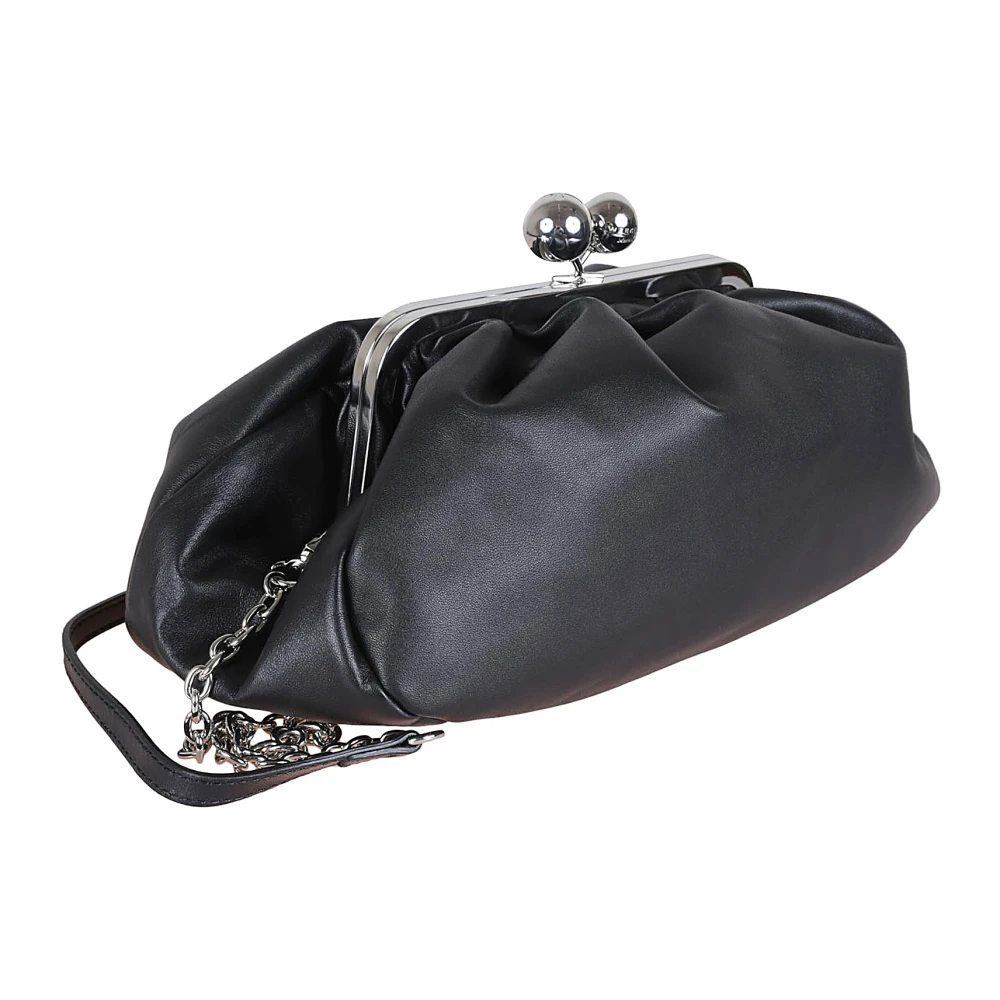 Max Mara Weekend Ivoor Leren Clutch Tas met Afneembare Kettingriem Black Dames