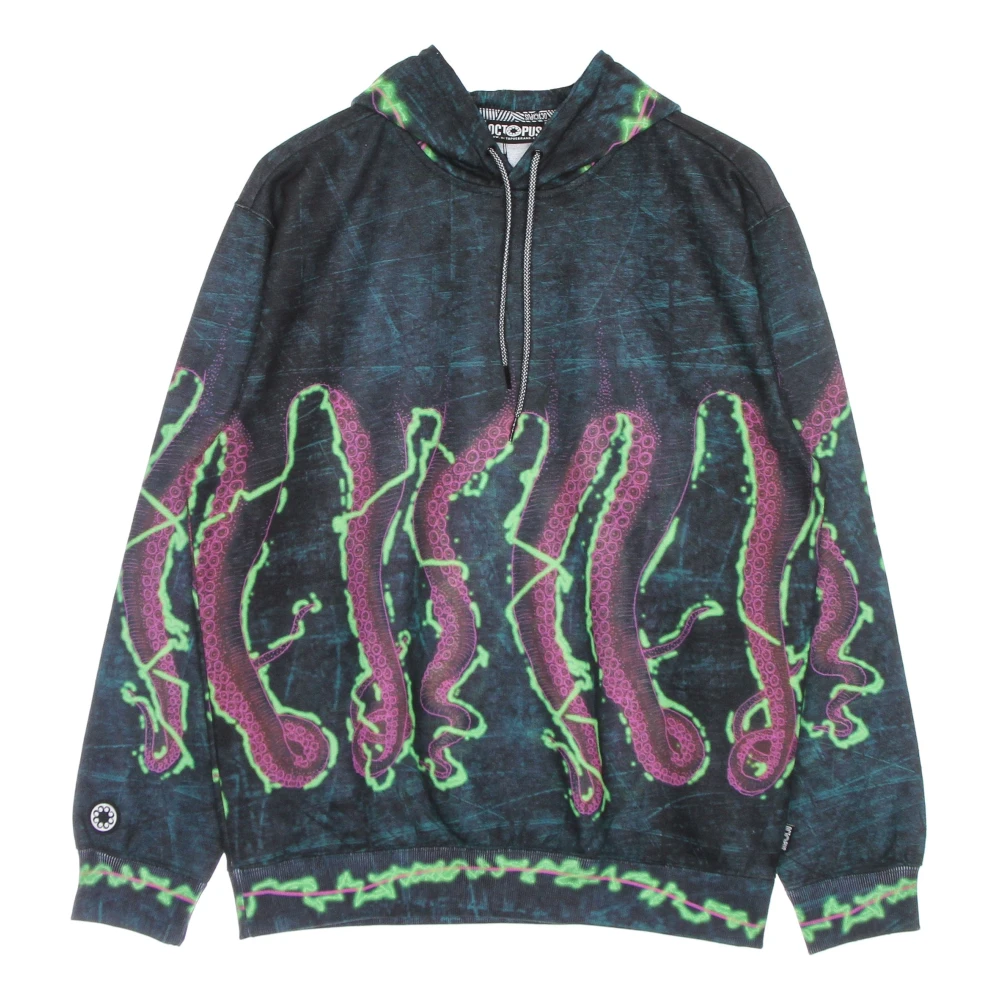 Octopus Zwarte lichtgewicht hoodie Multicolor Heren