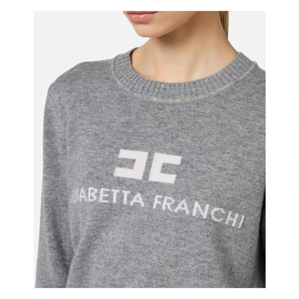 Elisabetta Franchi Kasjmiermix Jersey met Logo Gray Dames