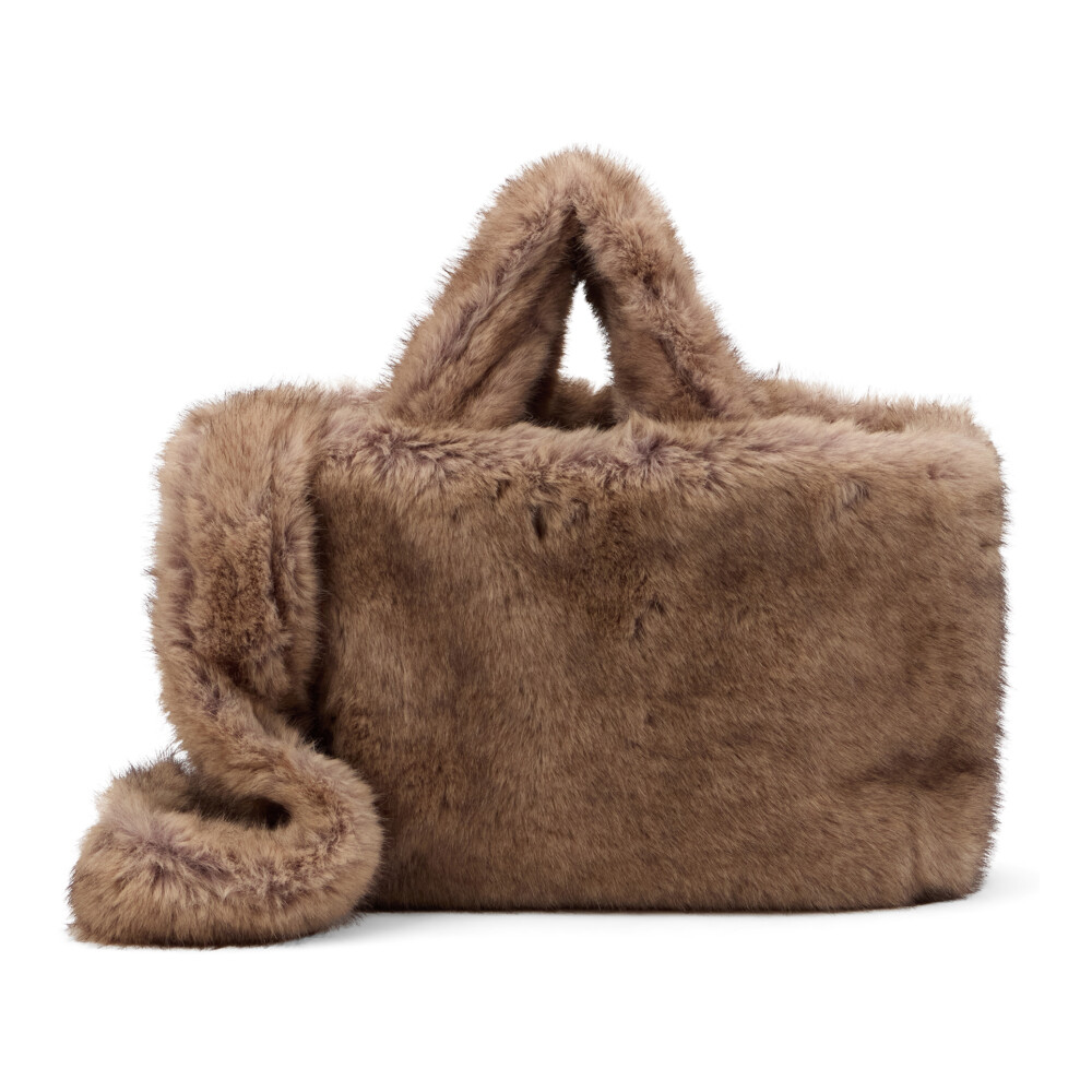 STAND STUDIO スタンドスタジオ LIZ FAUX FUR BAG チェッカーパターン フェイクファートートバッグ Brown ハンドバッグ CITYSHOP カバン【中古】【STAND STUDIO】 フェイクファー STAND STUDIO(スタンドスタジオ) バッグ・カバン