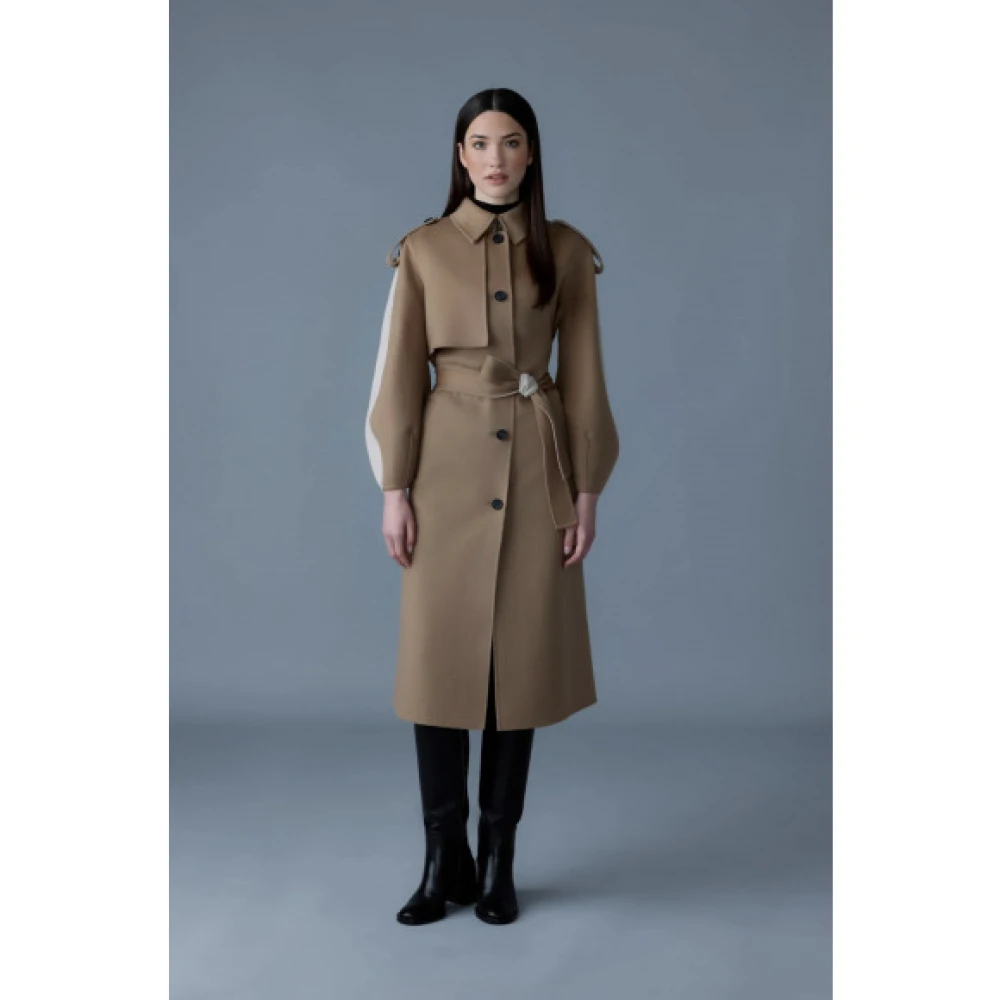 Mackage Ceyla Double-Face Wollen Jas met Sjerp Riem Brown Dames