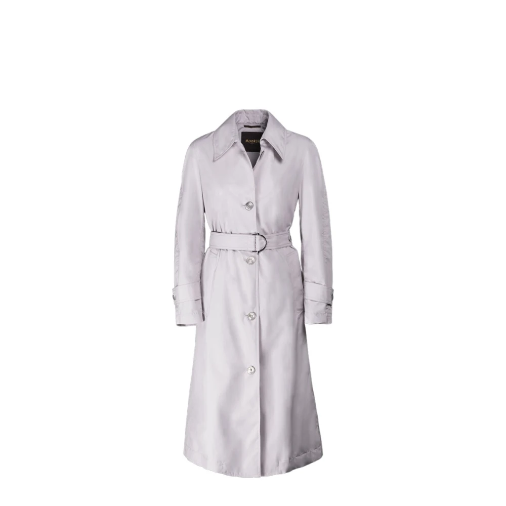 Moorer Luxe Trenchcoat Acqua Lijn White Dames