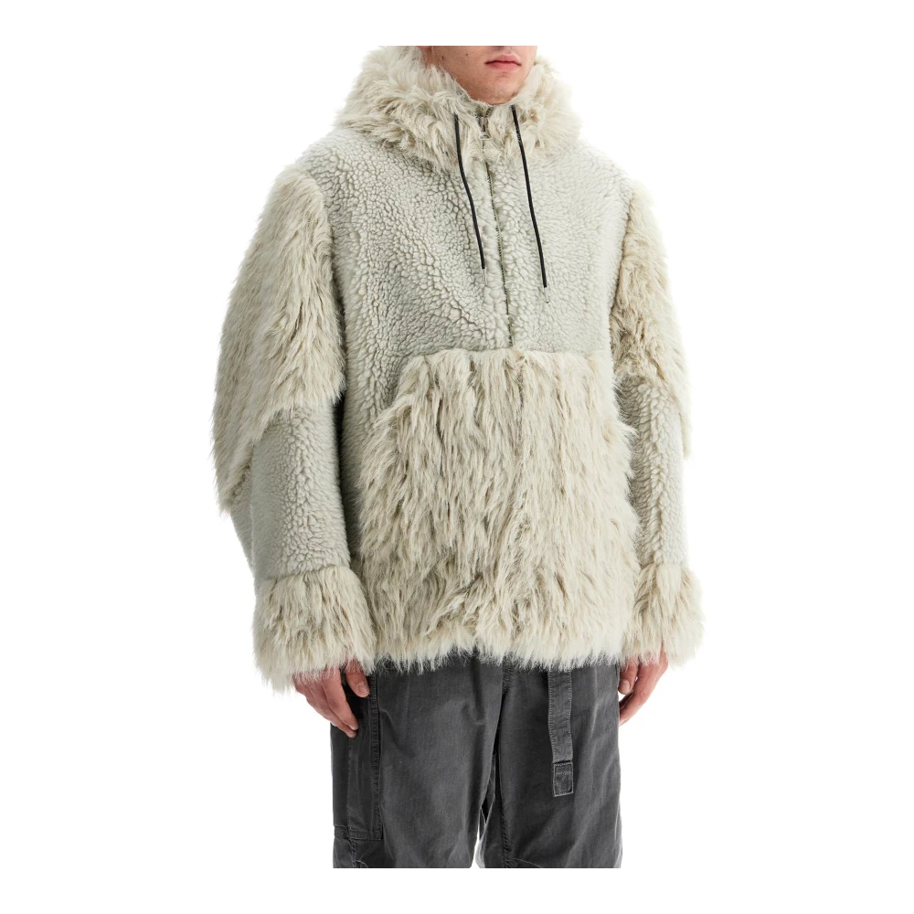 Sacai Shearling capuchon fleece jack Beige Heren