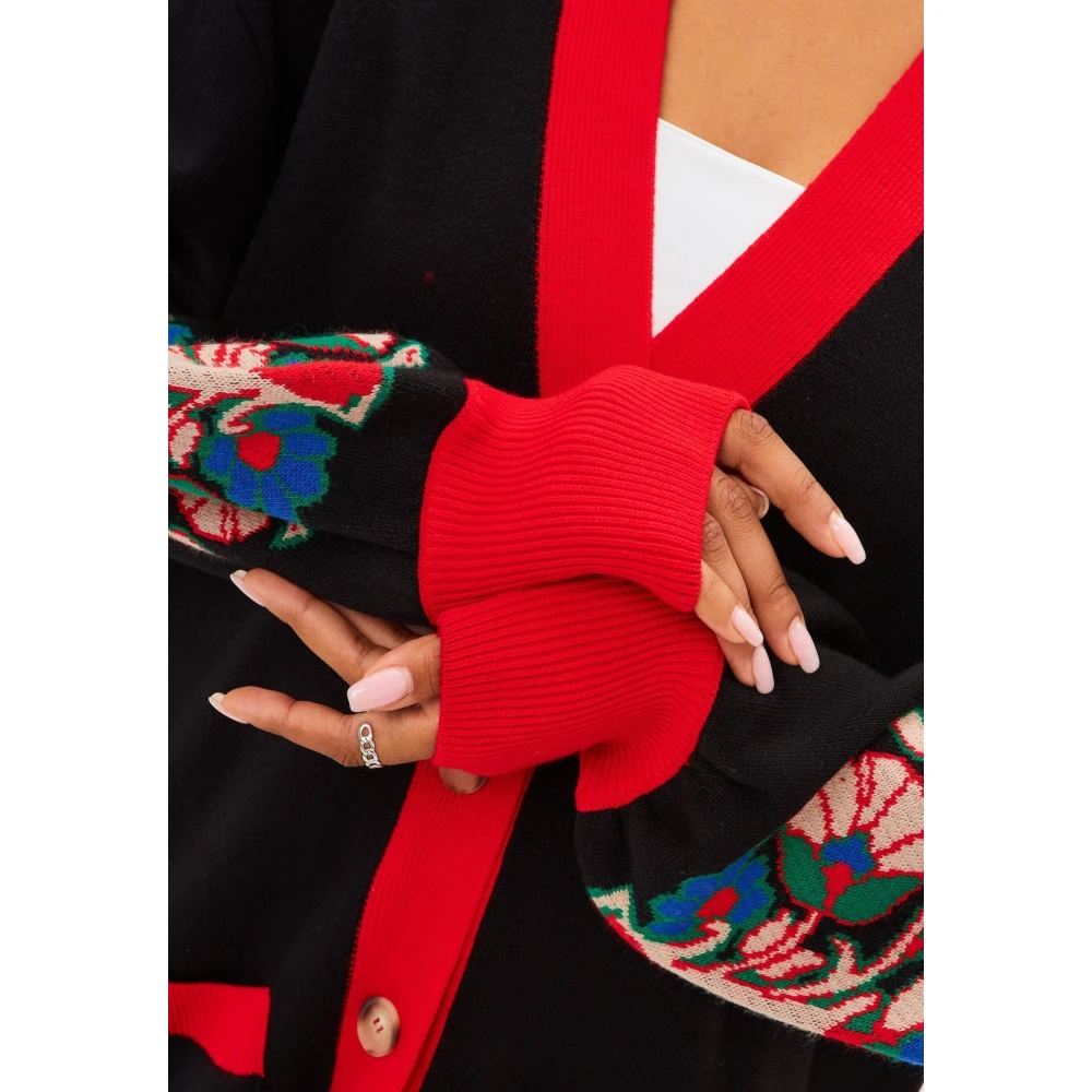 Cesare Gaspari Puffy Sleeve Cardigan Black Dames