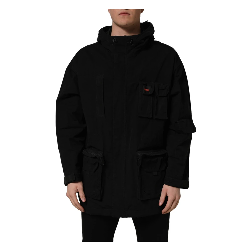 Dolce & Gabbana Men's Black Hooded Windbreaker Jacket - Winter Jackets - L - Jackets