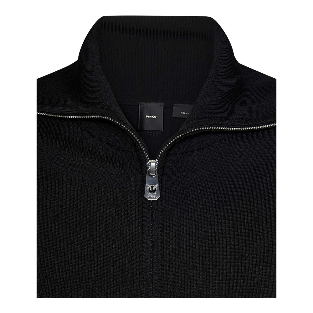 pinko Zwarte Geribbelde Gebreide Midi Jurk Black Dames