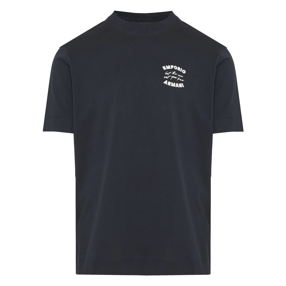 Emporio Armani Katoenen T-shirt Klassiek Ontwerp Blue Heren