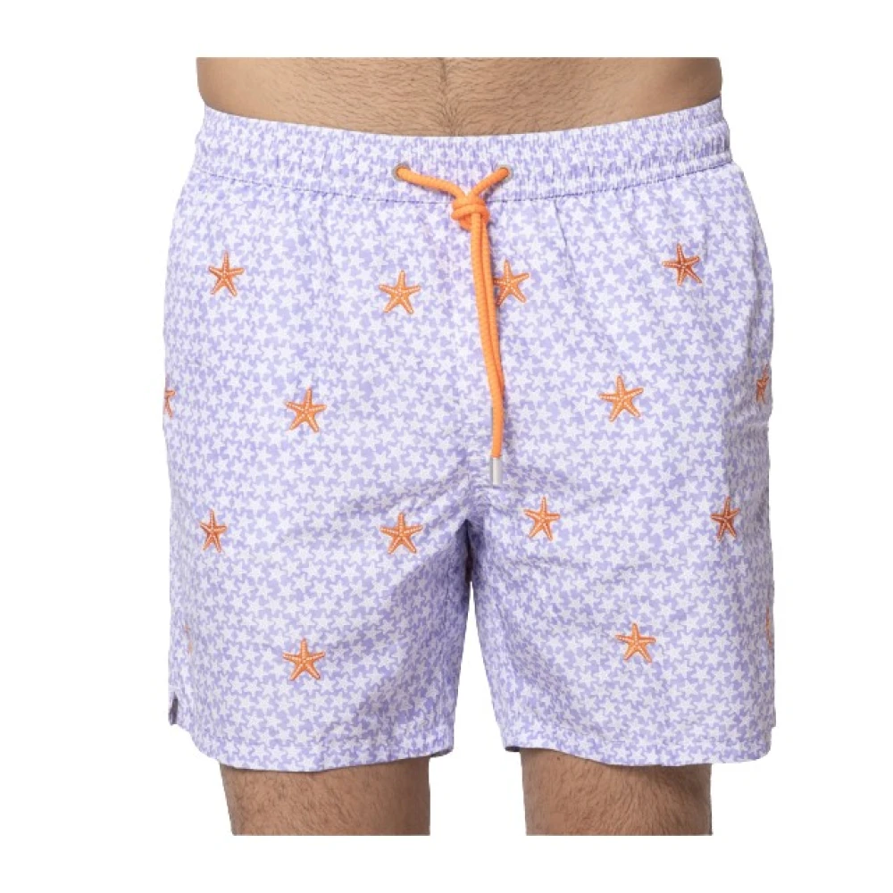 MC2 Saint Barth Zwemshorts met zeesterrenprint Purple Heren