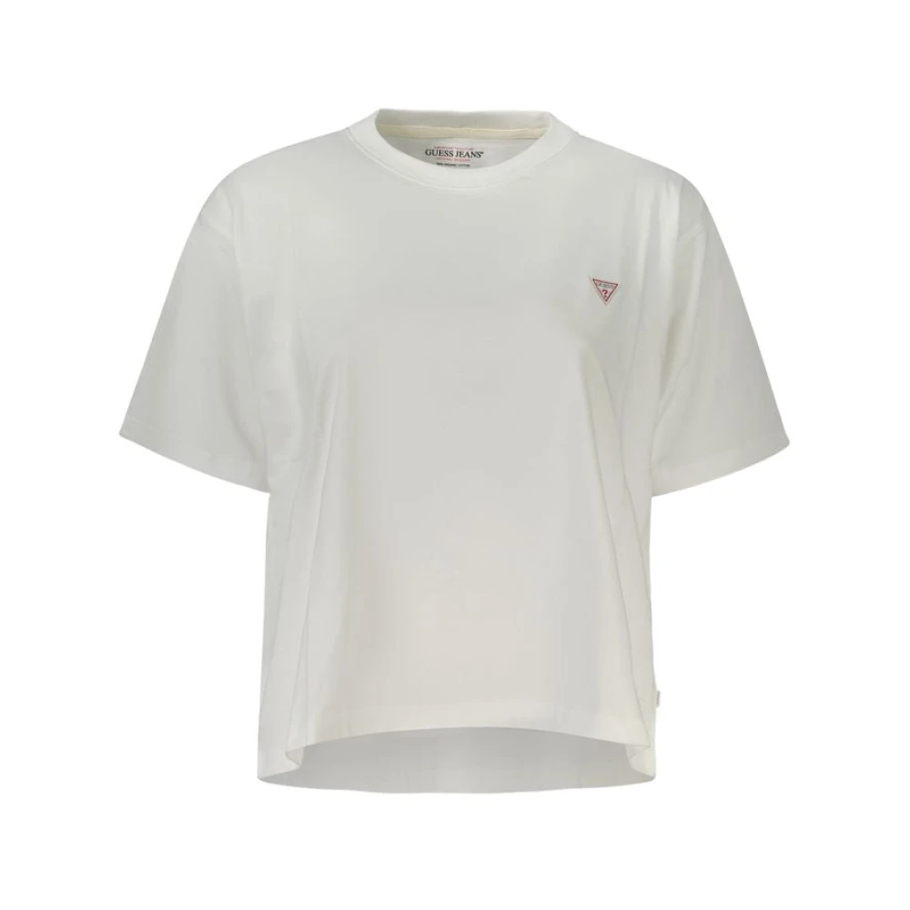 Guess Women's White T-Shirts, 2XL, Cotton T-Shirt With Applique Logo