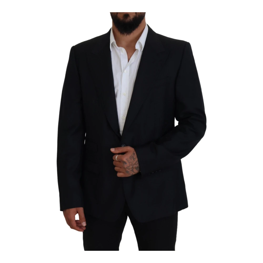 Dolce & Gabbana Donkerblauwe Wol Formele Siciliaanse Blazer Blue Heren