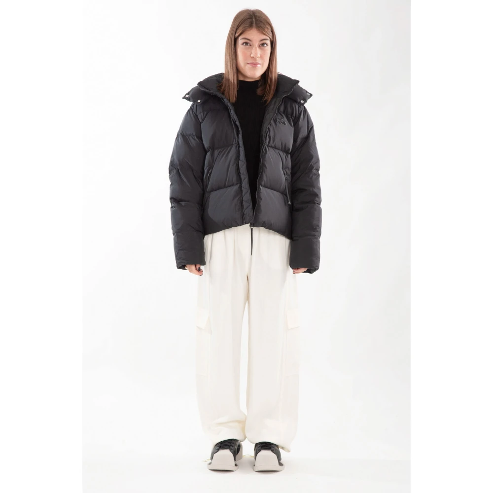 Lacoste Geribbelde hoge hals lange mouwen top Black Dames
