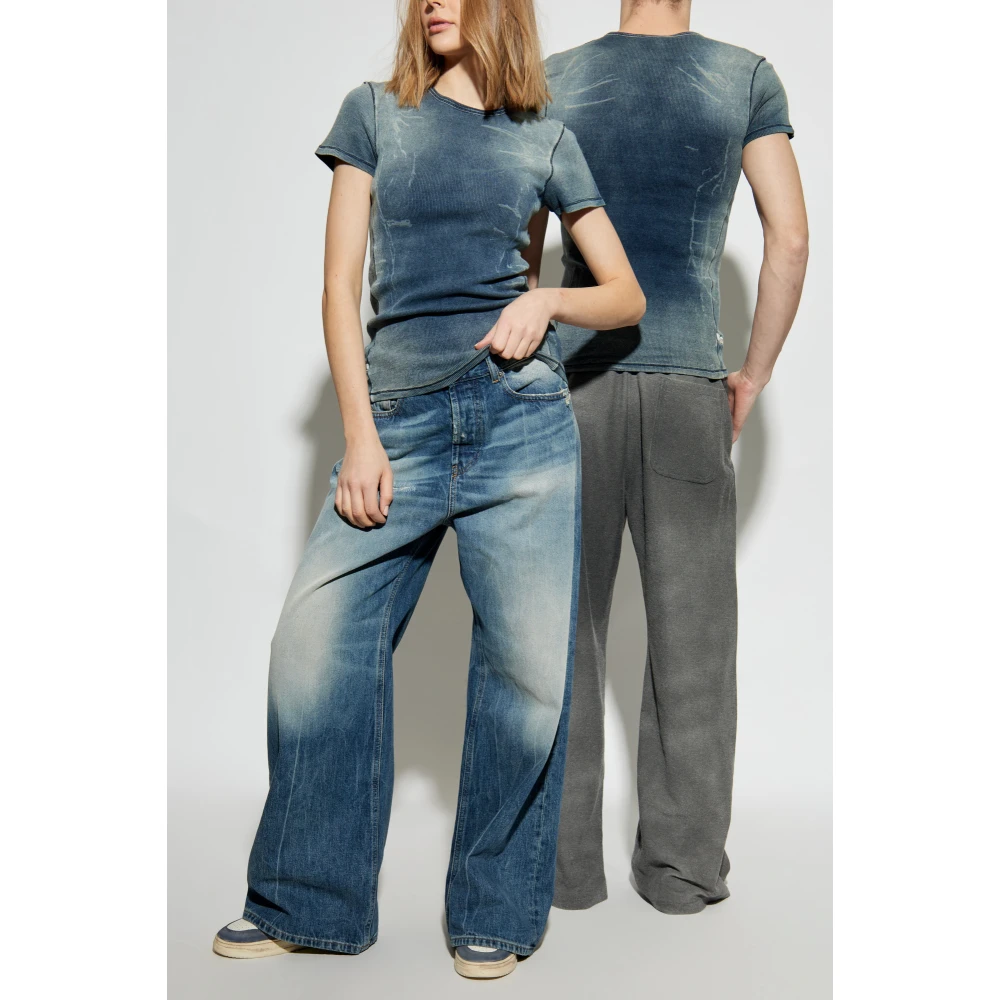 Diesel Geribbelde top T-Hans Blue Unisex
