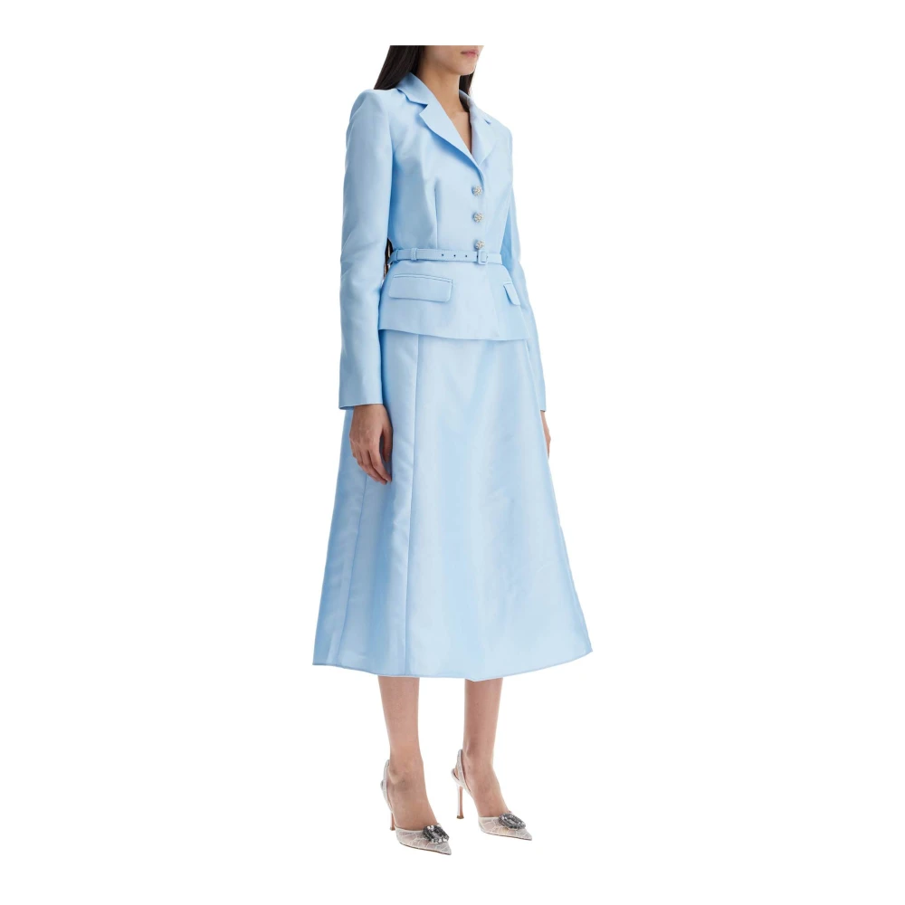 Self Portrait Taffeta Tweedelige Uitlopende Jurk Blue Dames