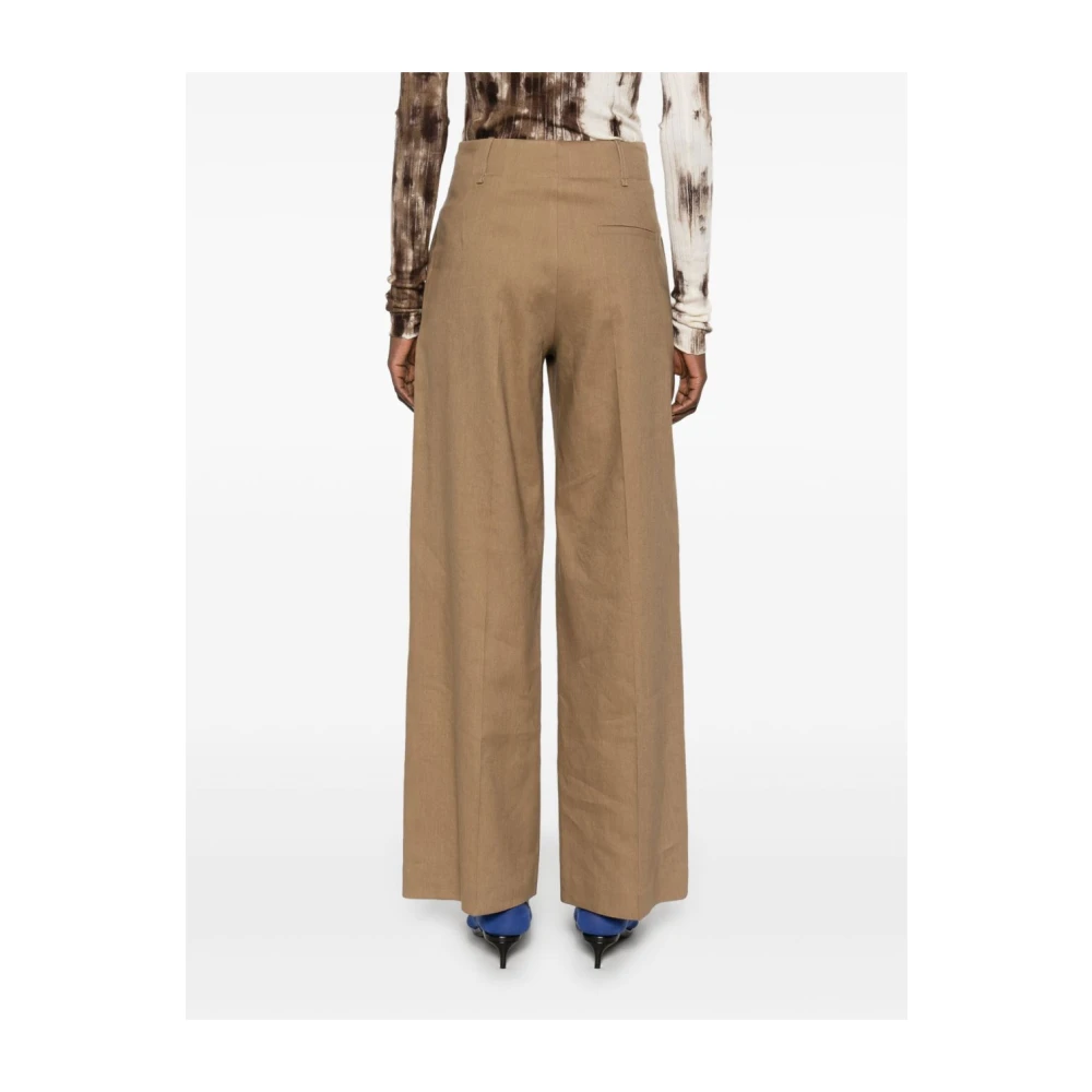 Alysi Bruine Broek met Olijfgroene Details Brown Dames