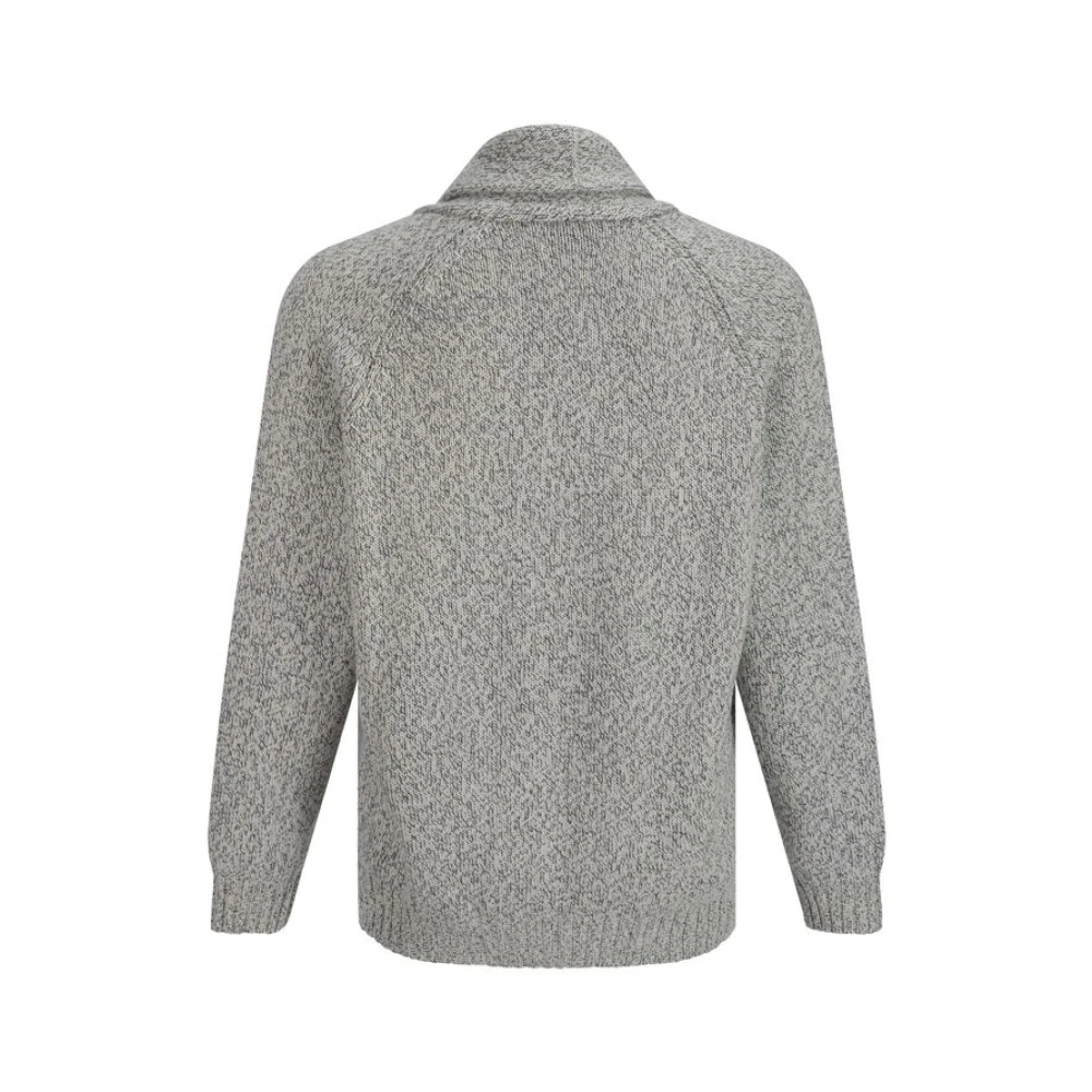 BRUNELLO CUCINELLI Mélange Cardigan met Shawl Kraag Gray Heren