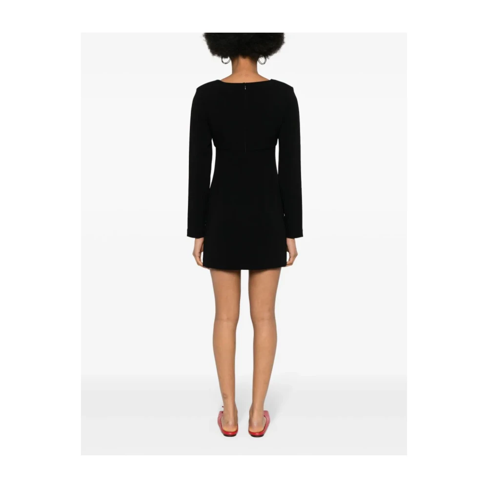 Self Portrait Zwarte V-hals Lange Mouw Jurk Black Dames