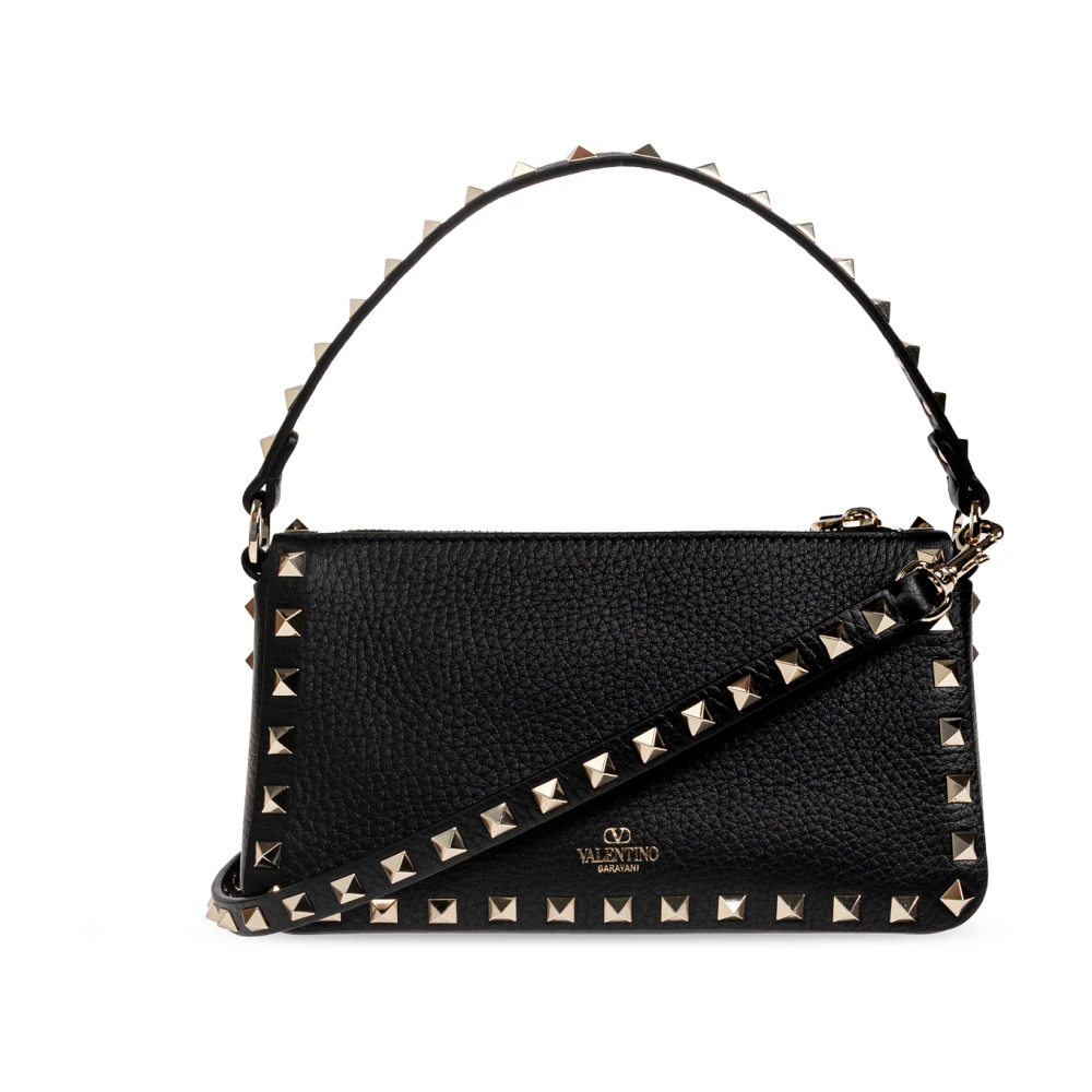 Valentino Garavani Donna Nero Borsa A Tracolla Rockstud Piccola In Pelle - Immagine 4