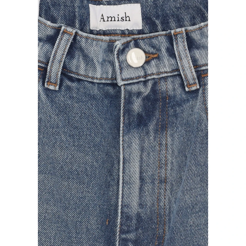Amish Hoge taille wijde pijp denim jeans Blue Dames