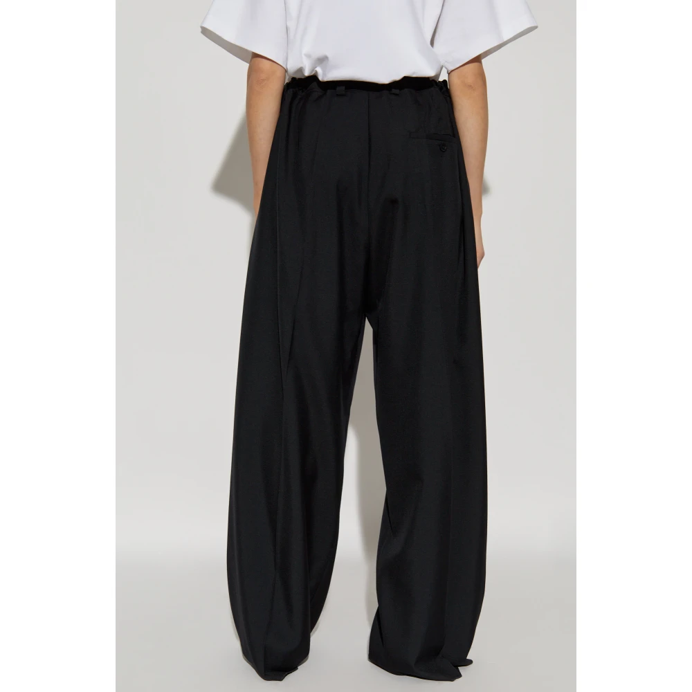 Balenciaga Broek met wollen afwerking Black Dames