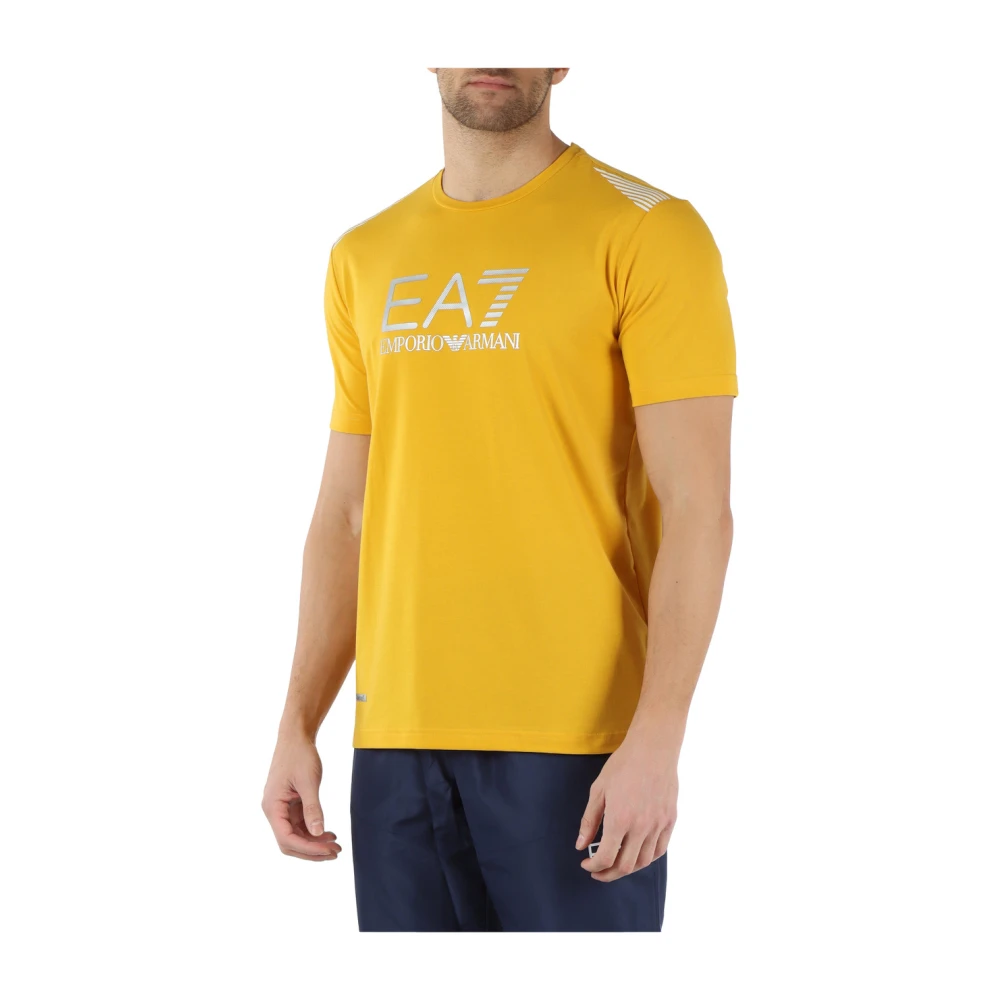 Emporio Armani EA7 Natuurlijke Ventus7 Katoenen T-Shirt Yellow Heren