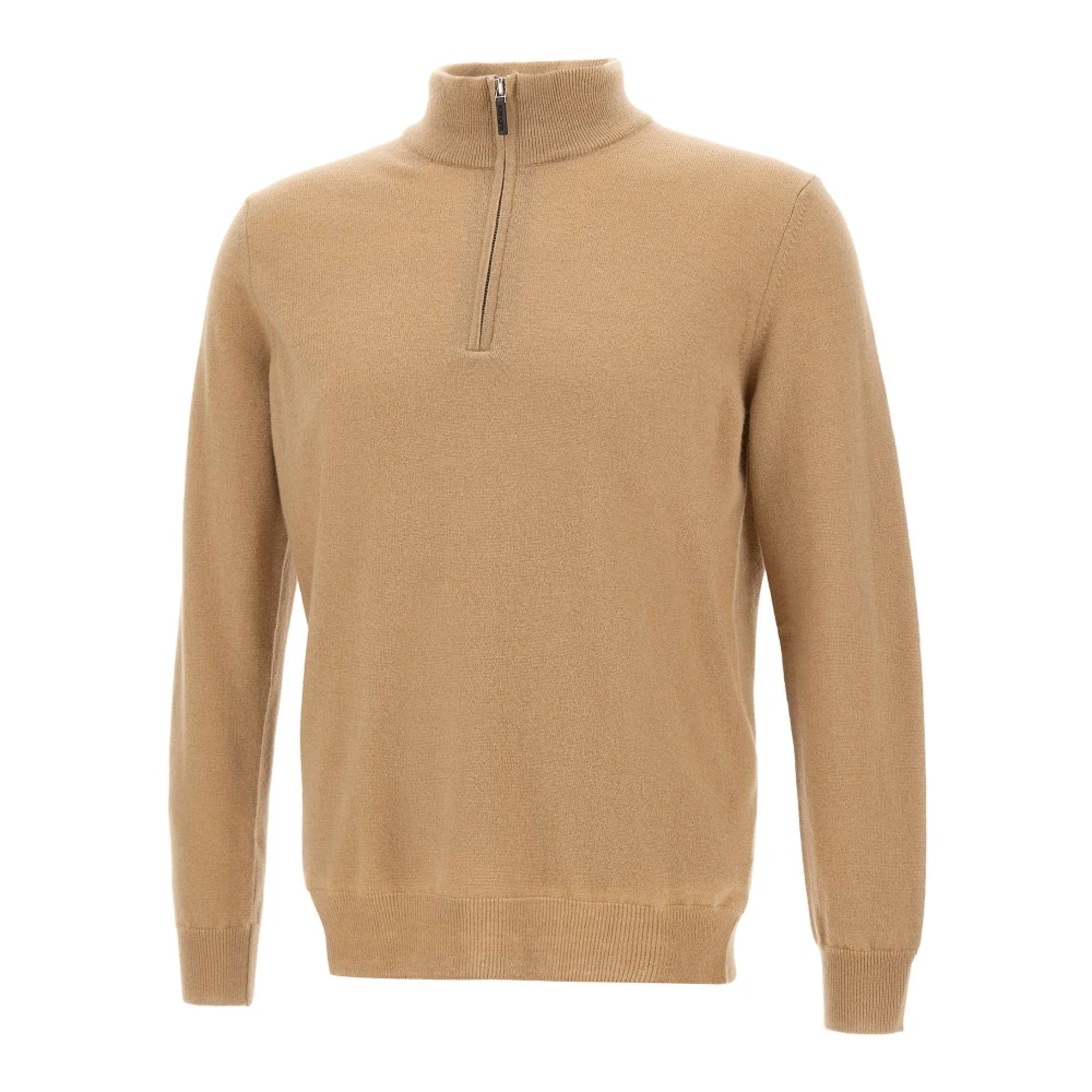 Kangra Men's Beige Turtlenecks, L, Henley Half-Zip Jumper