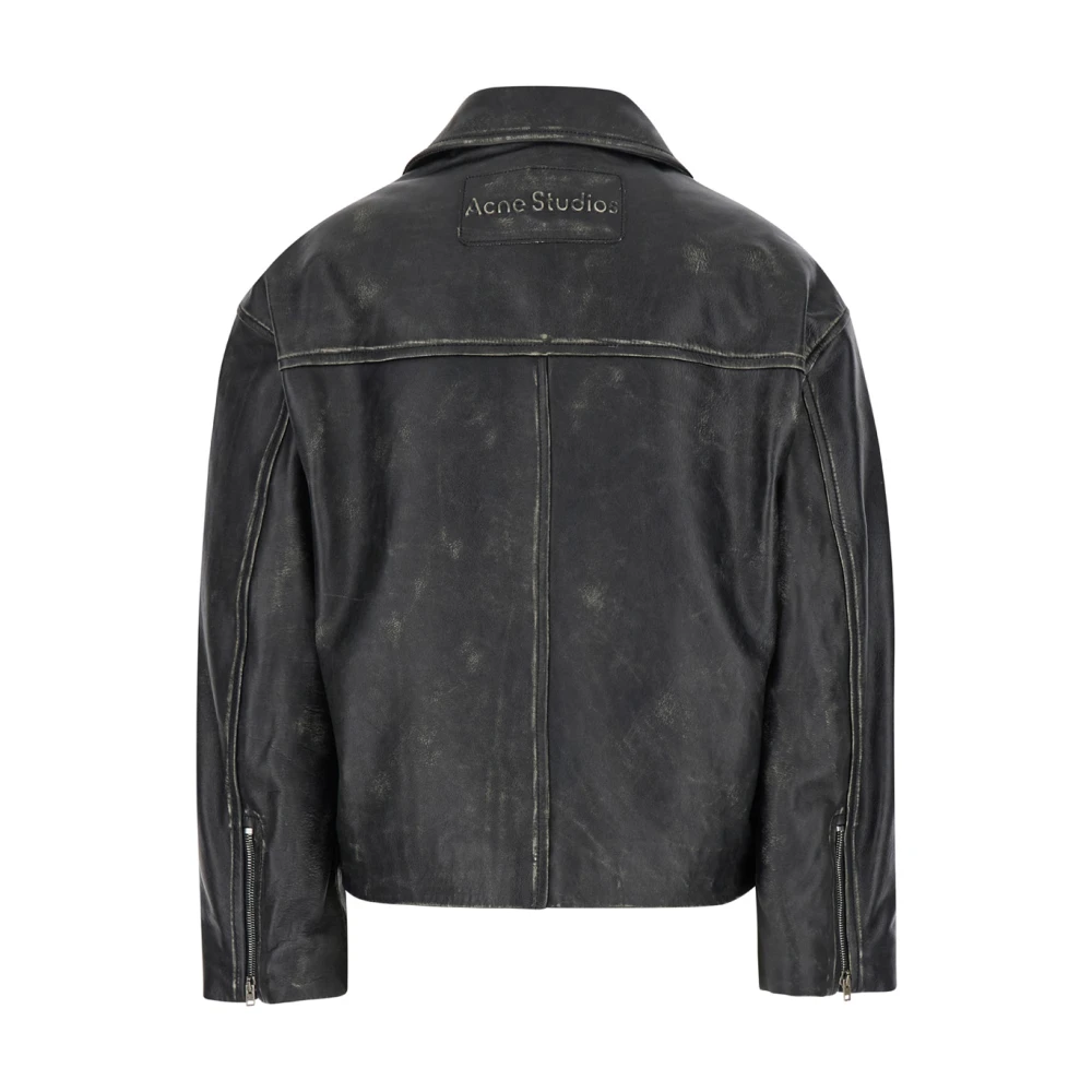 Acne Studios Zwarte Vintage Leren Bikerjack Vrouw Black Dames