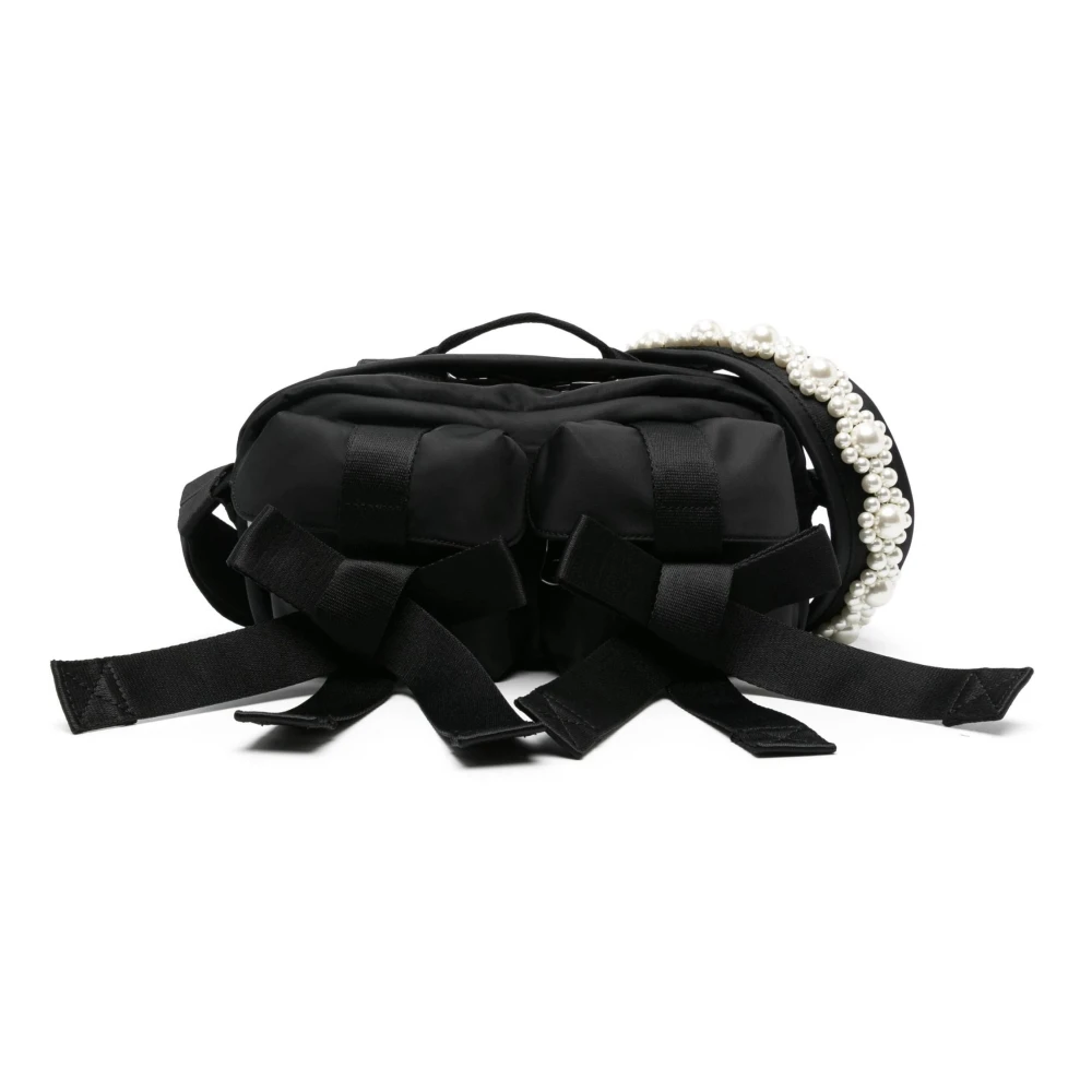 Simone Rocha Geborduurde Klassieke Boog Crossbody Tas Black Dames