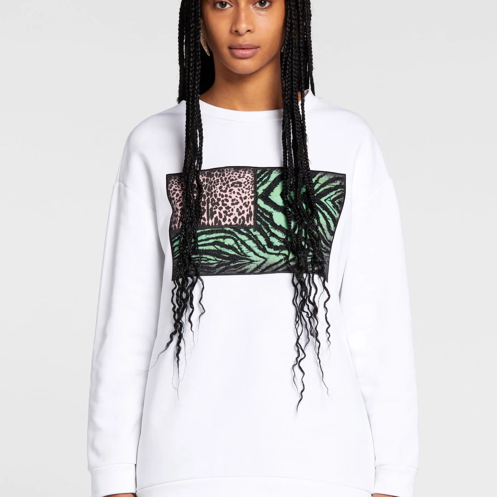 Roberto Cavalli Patchwork Animalier Sweatshirt Black Dames