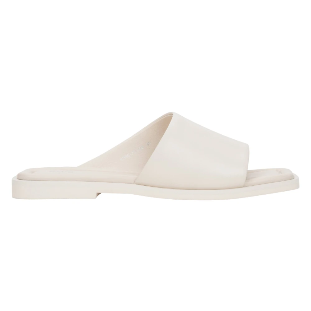 Estro White Sliders, Female, 7 Uk, Square-Toe Slide Sandals