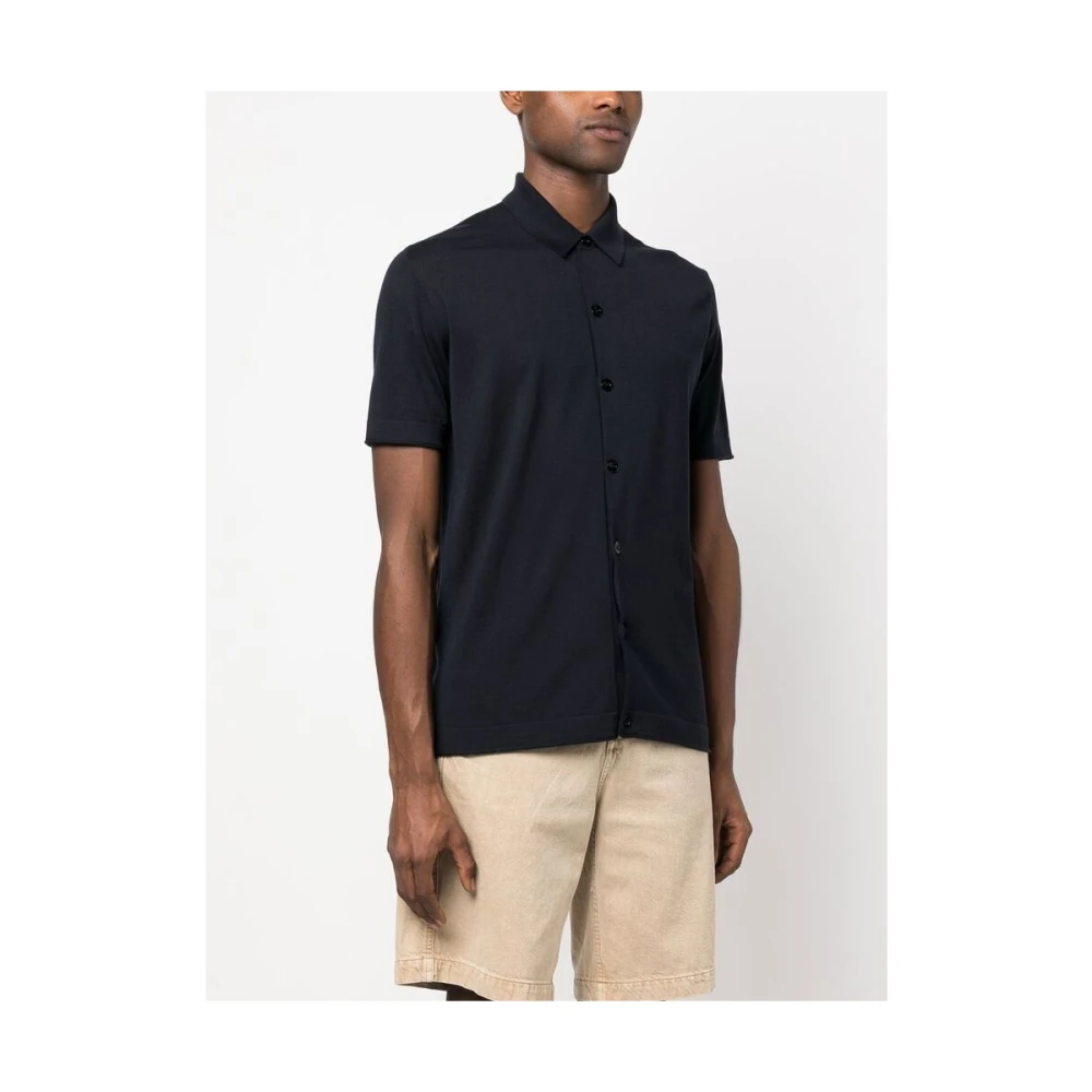 Goes Botanical Midnight Blue Merino Wol Polo Shirt Blue Heren