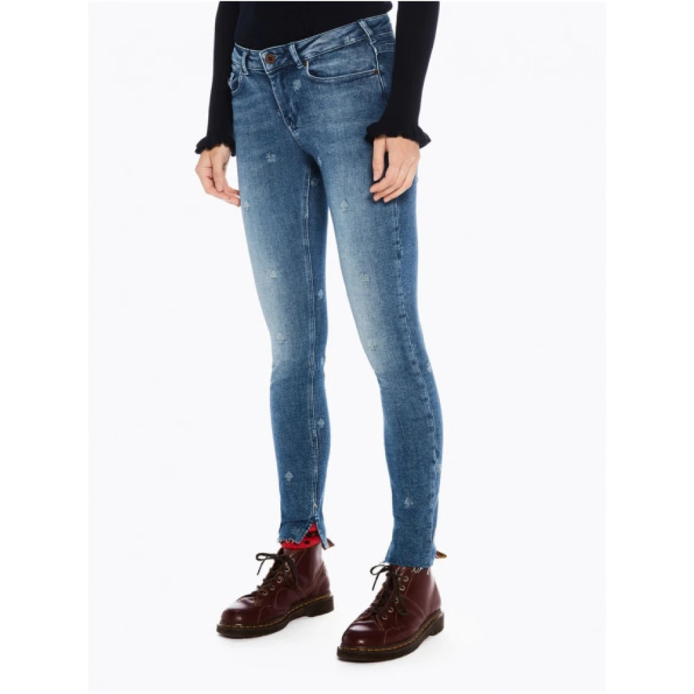 Scotch & Soda Geborduurde Skinny Jeans met Hartdetails Blue Dames