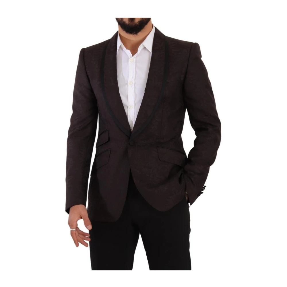 Dolce & Gabbana Men's Burgundy Shawl Collar Slim Fit Blazer