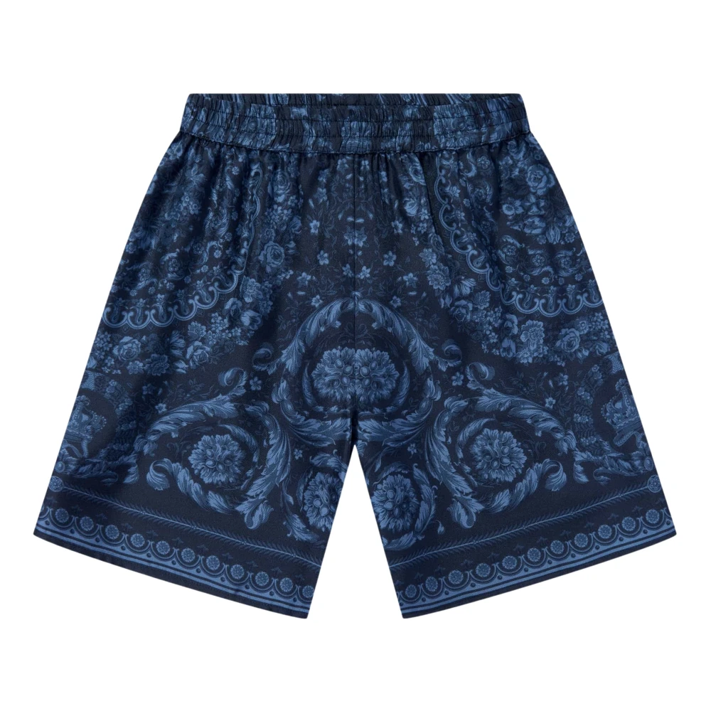 Versace Boys Blue Shorts, 14 Y, Barocco Silk Bermuda Shorts