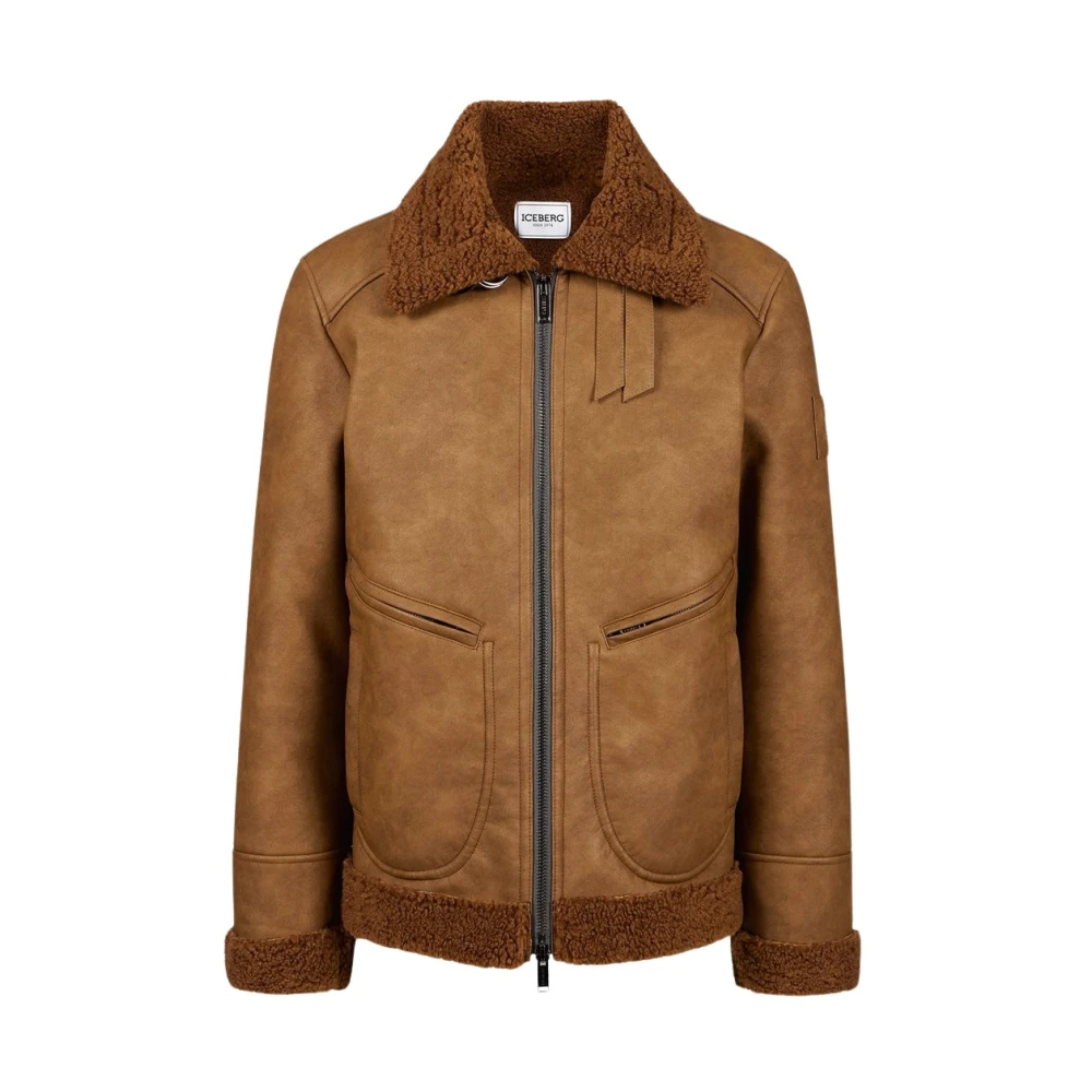 Iceberg Eco-schapenvacht met reliëf patch Beige Heren