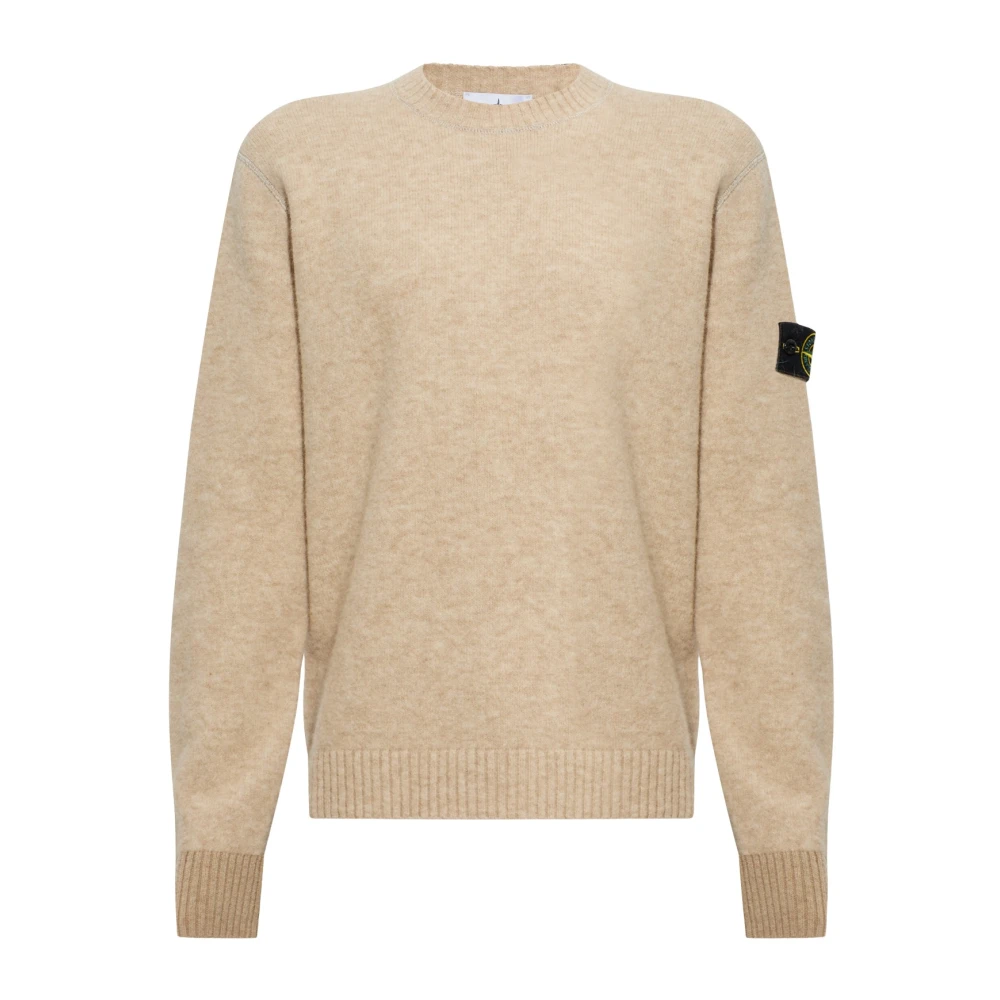 Stone Island , Round-Neck Knitwear, Male, Beige, M, Crew Neck Jumper