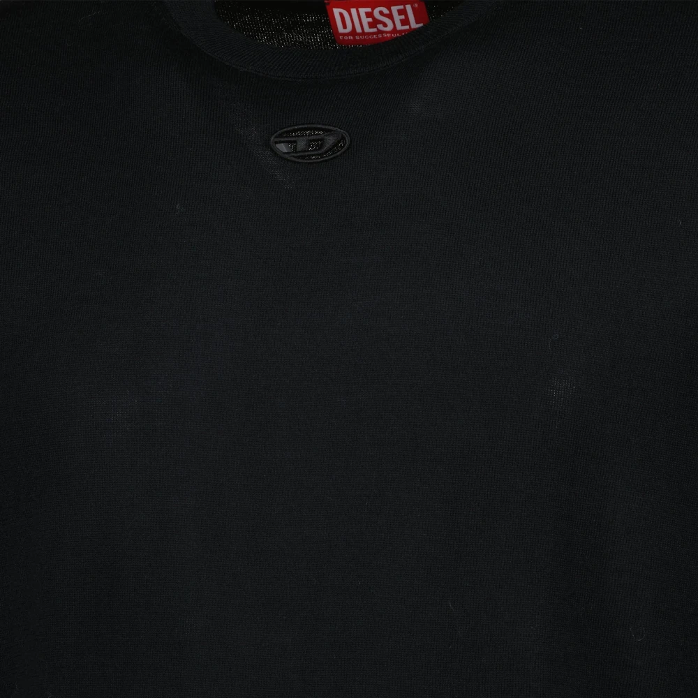 Diesel Zwarte K-Valiam Wol Slim Fit Trui Black Heren
