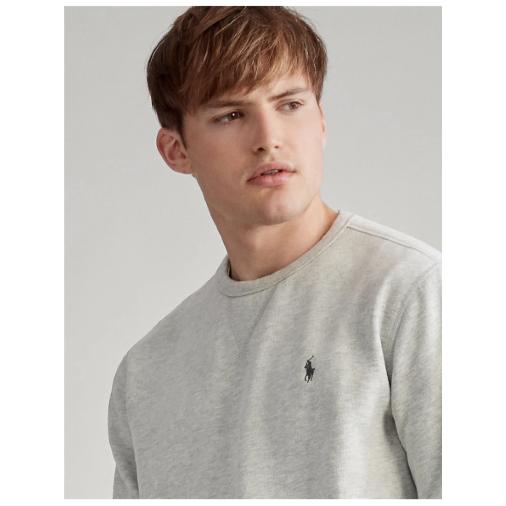Polo Ralph Lauren Fleece Sweatshirt met V-Inzetstuk en Geborduurde Polo Player Gray Heren