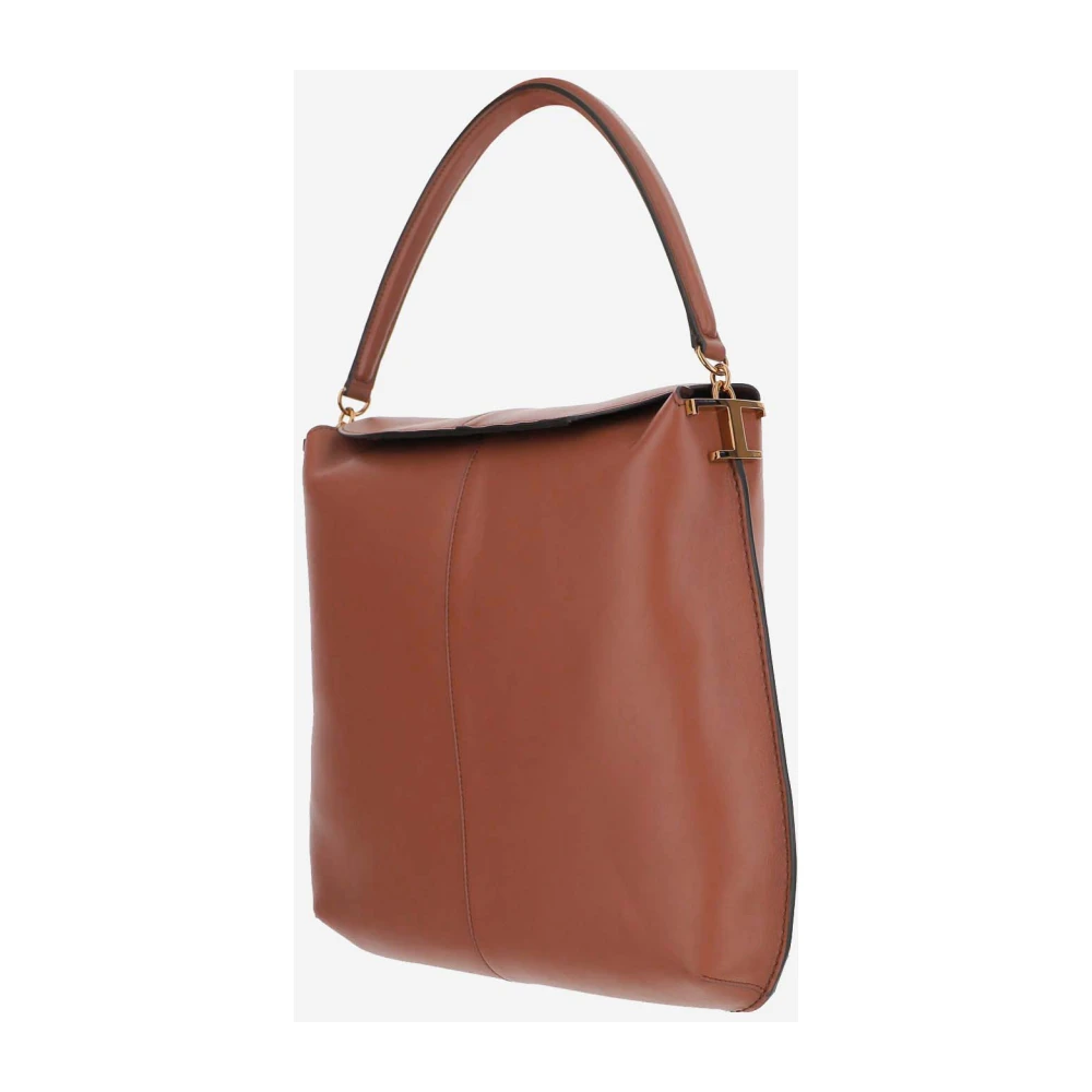 TOD'S Leren Flaptas met T-Detail Brown Dames
