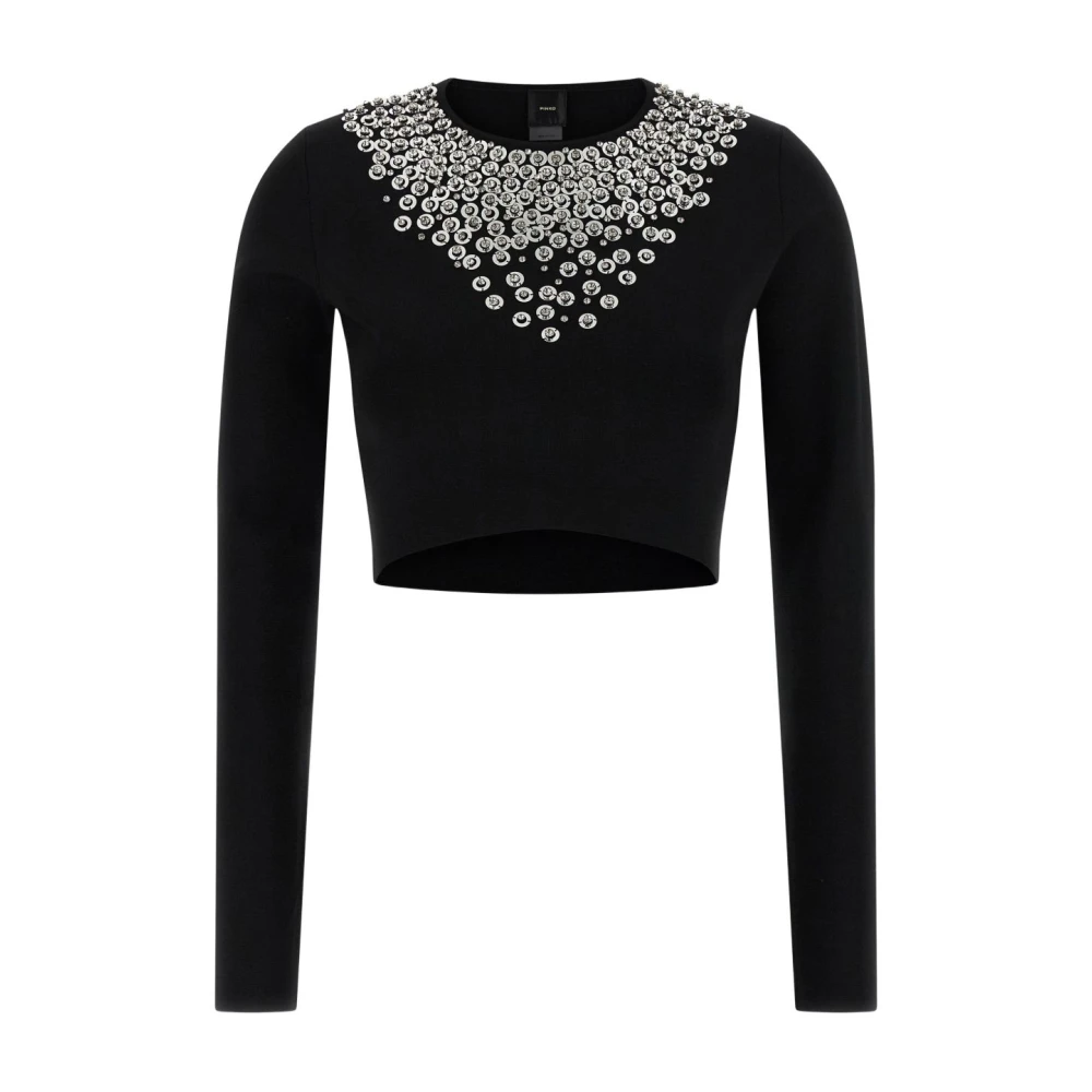 Pinko Women's Black Round-Neck Knitwear, L, Stylish Jumpers Collection