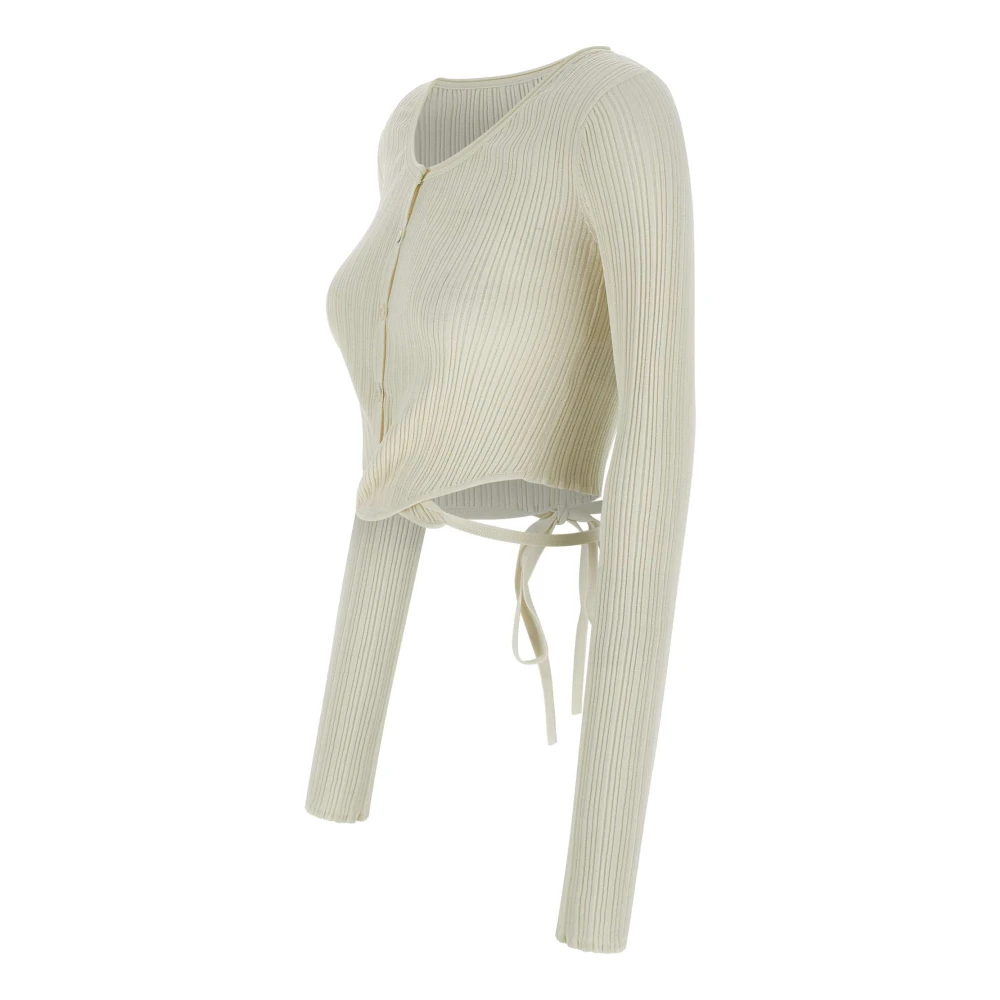 LOW Classic Melkwitte Vest met Madonna Halslijn White Dames