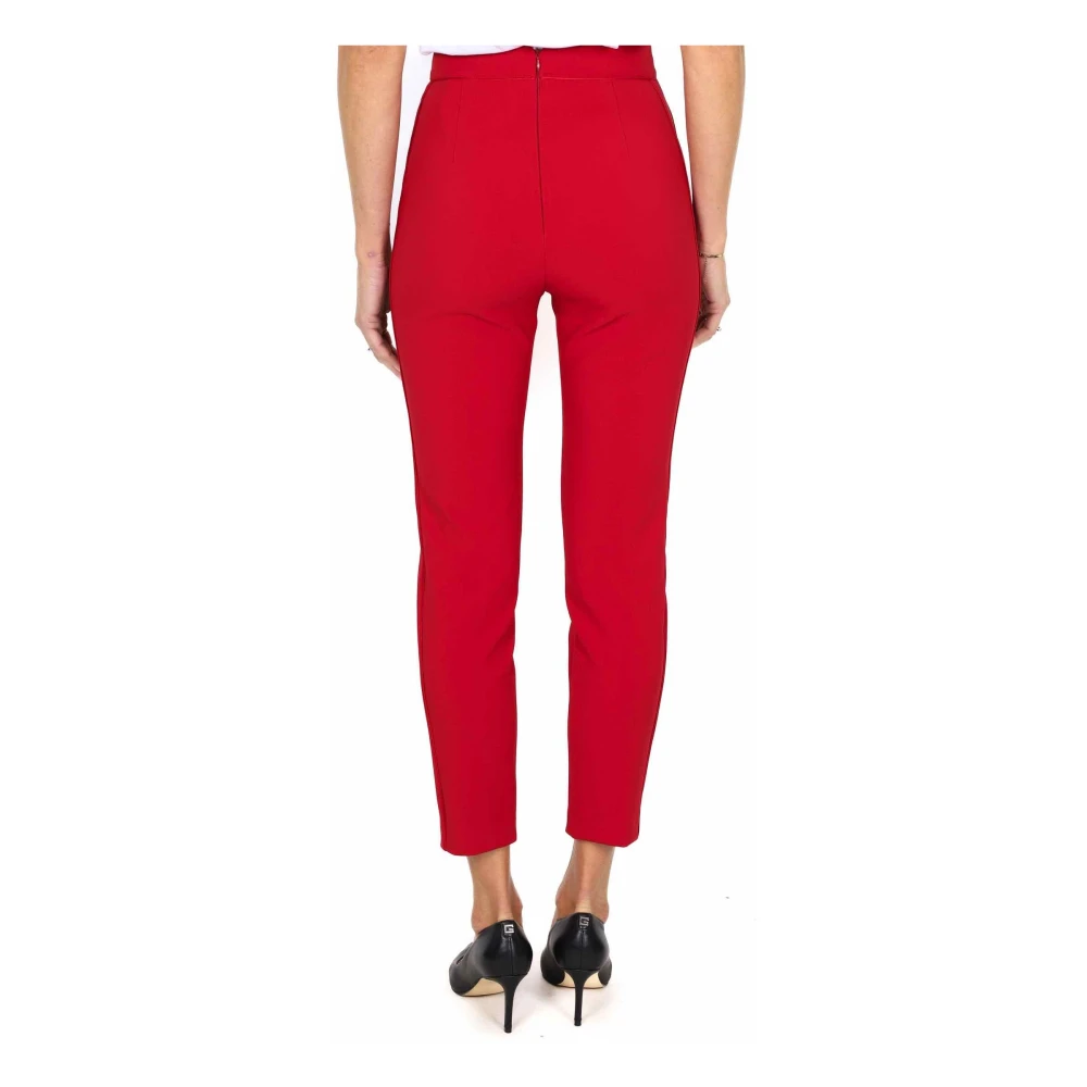 Elisabetta Franchi Rode Stretch Crepe Cigaretbroek Red Dames
