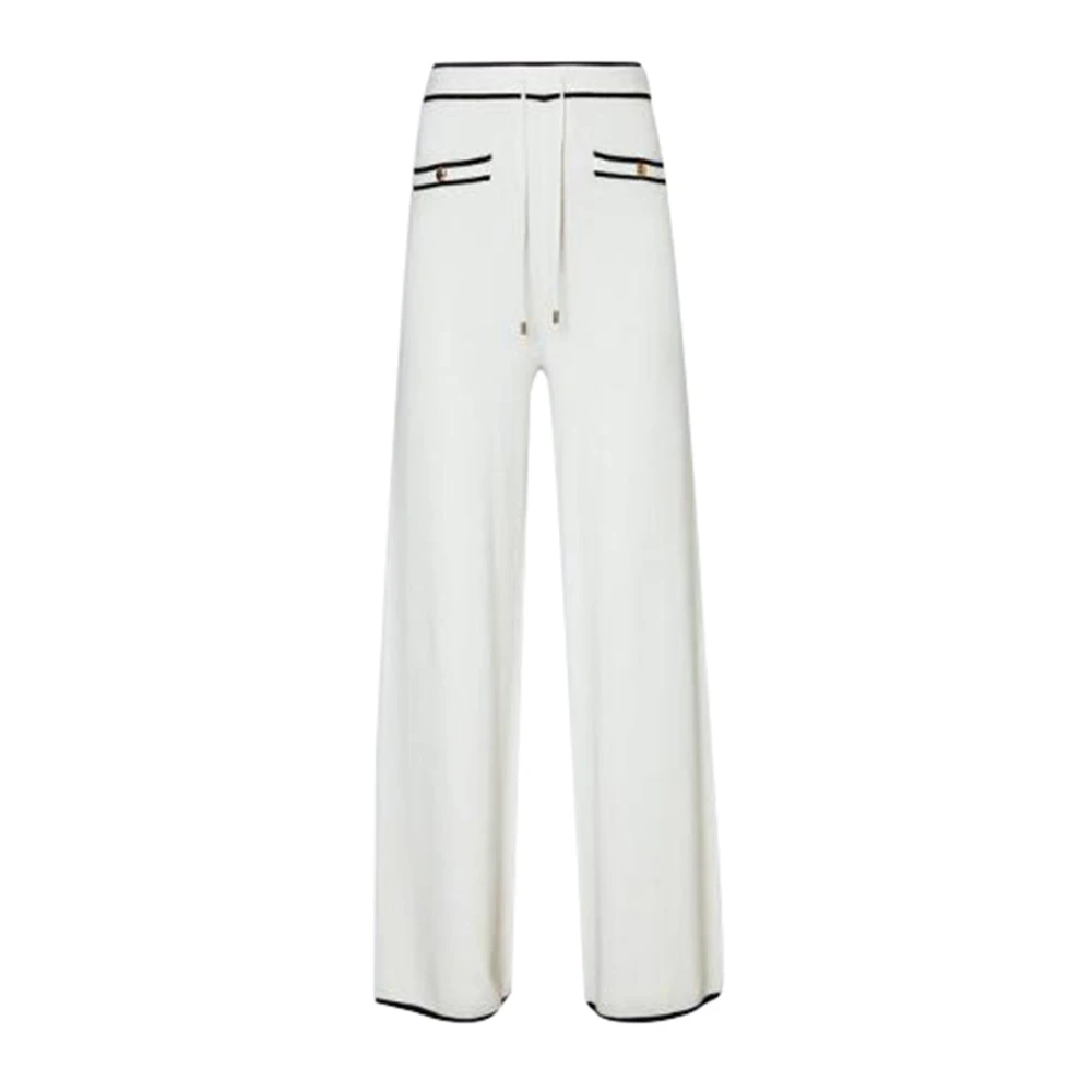 Liu Jo Gebreide Broek met Elastische Taille en Contrastdetails White Dames