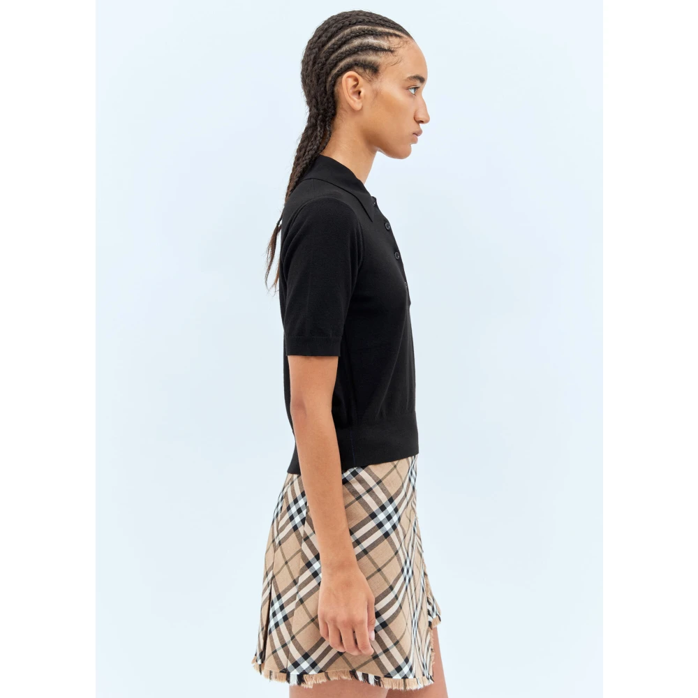 Burberry Gebreide Polo Shirt Black Dames