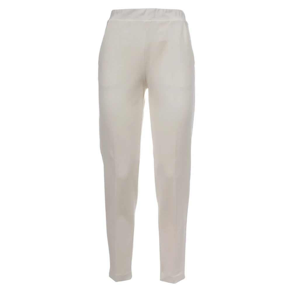 Le Tricot Perugia Elastische Taille Gebreide Broek White Dames