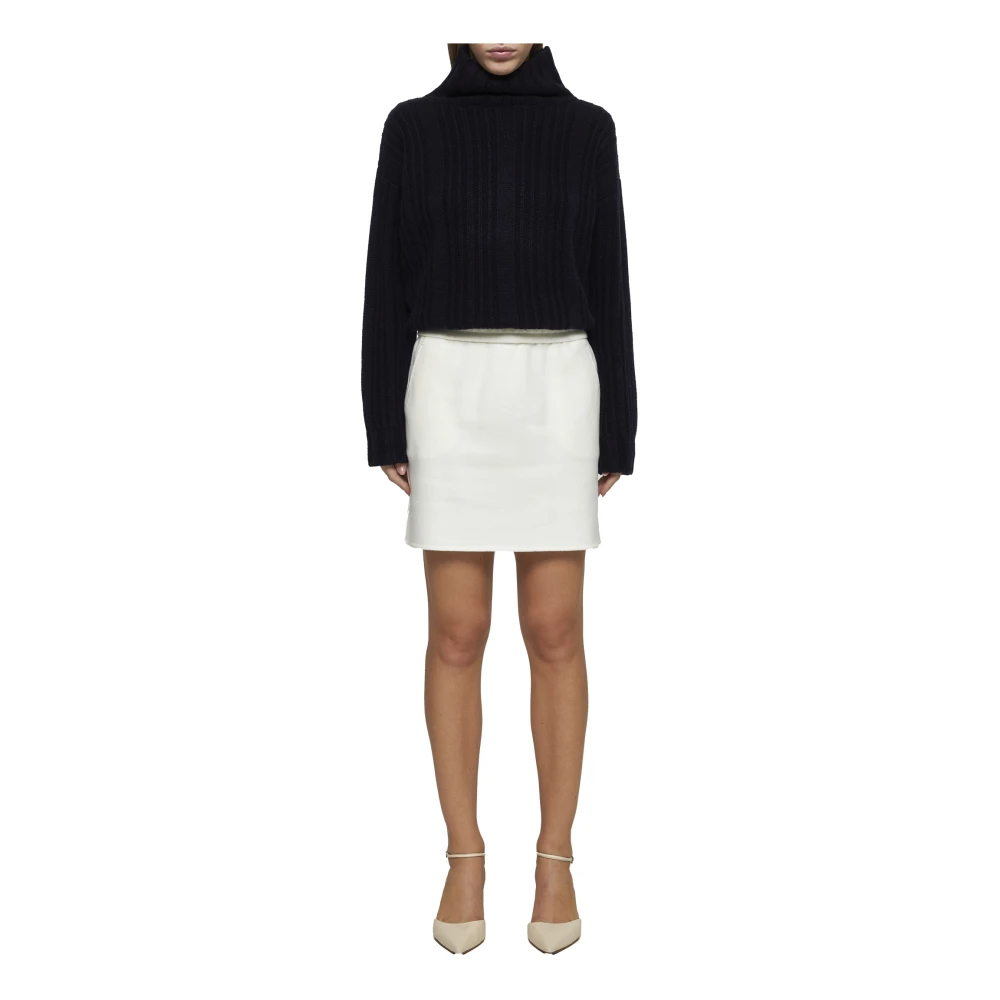 Max Mara Navy Blue Mock Neck Sweater Blue Dames