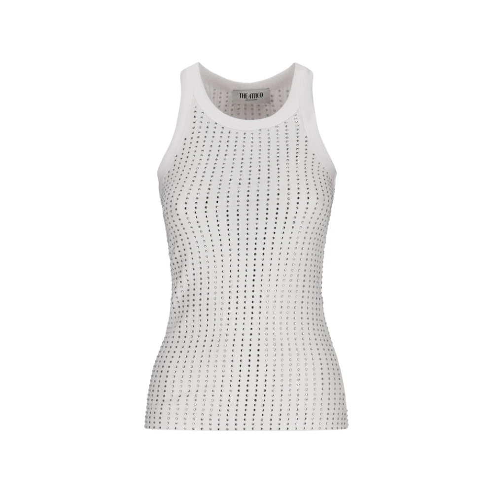 The Attico Women's White Sleeveless Tops, 2XS, Ribbed Tank Top