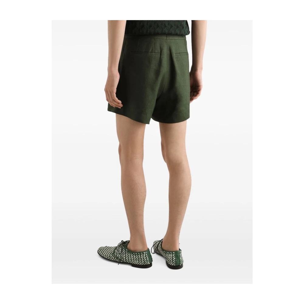 Dolce & Gabbana Groene Linnen Bermuda Shorts Green Heren