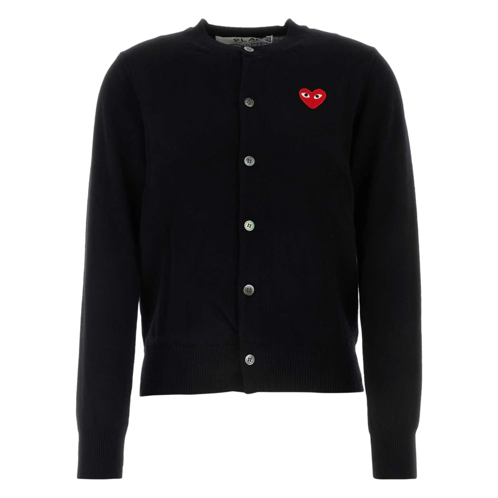 Comme des Garçons Rood Embleem Gebreid Ronde Hals Vest Black Heren